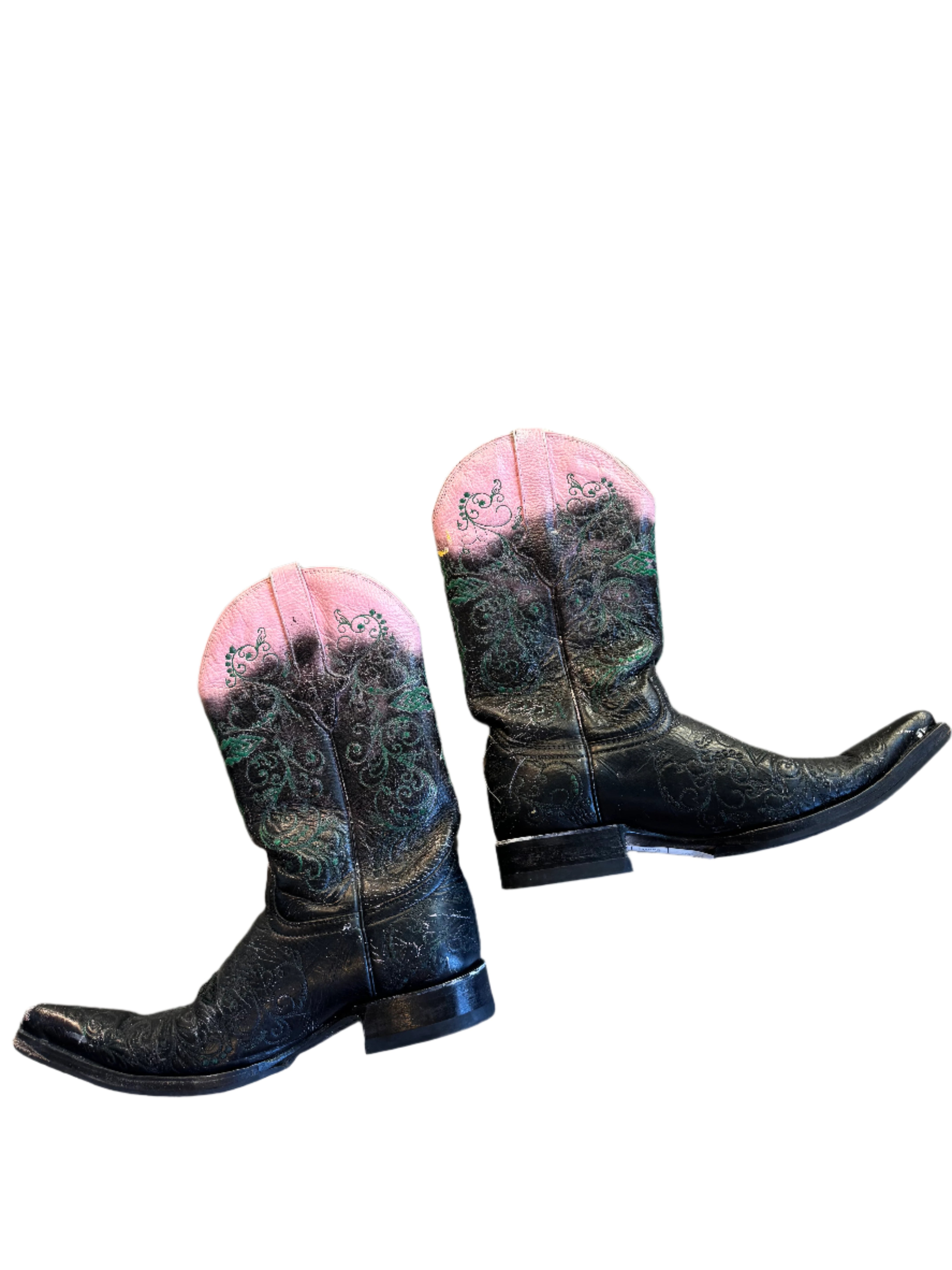 pink black aguila real cowboy boots, 8 womens