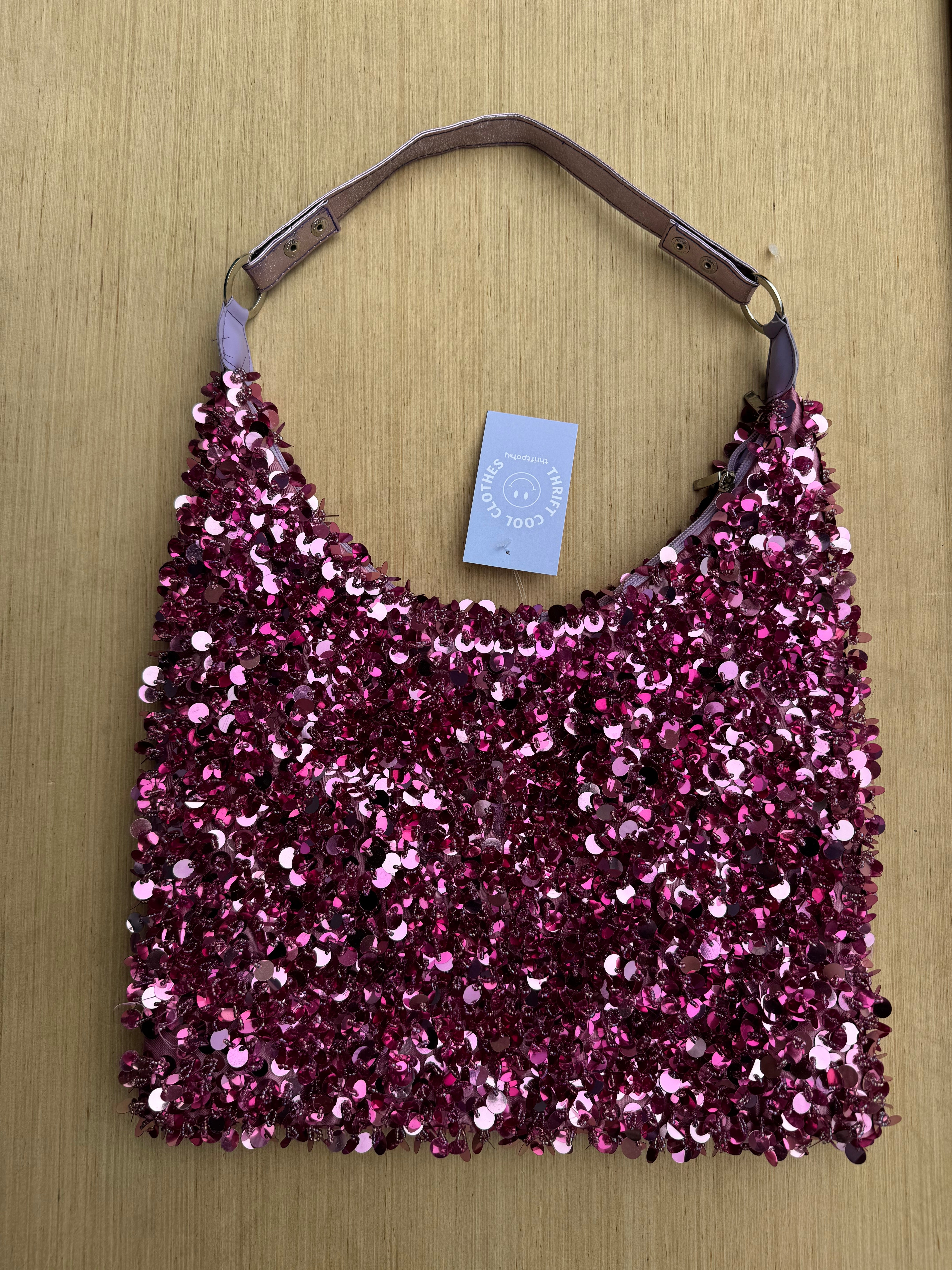 pink  sparkly sequin y2k bag