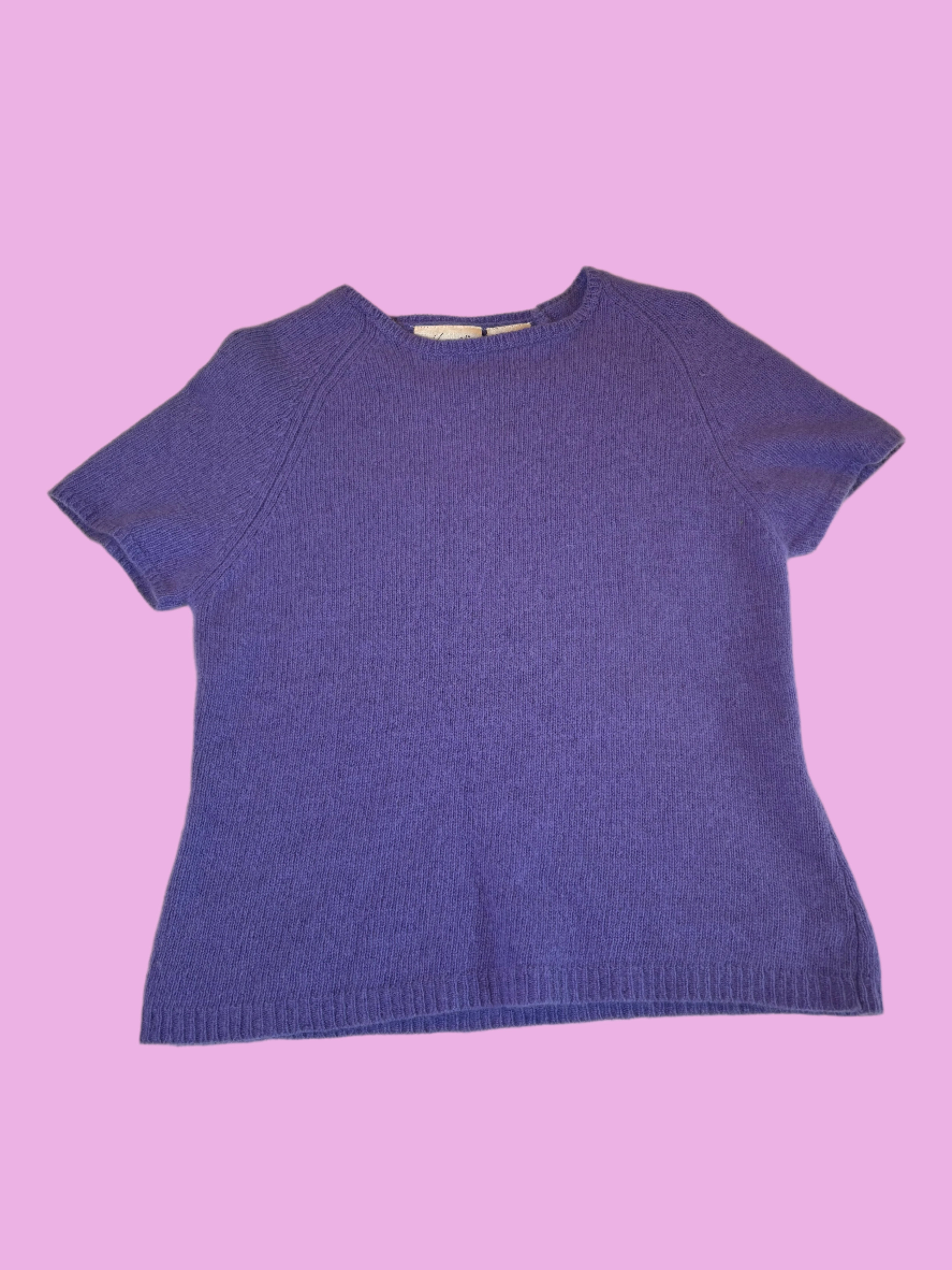 purple kathie lee wool ss sweater, m