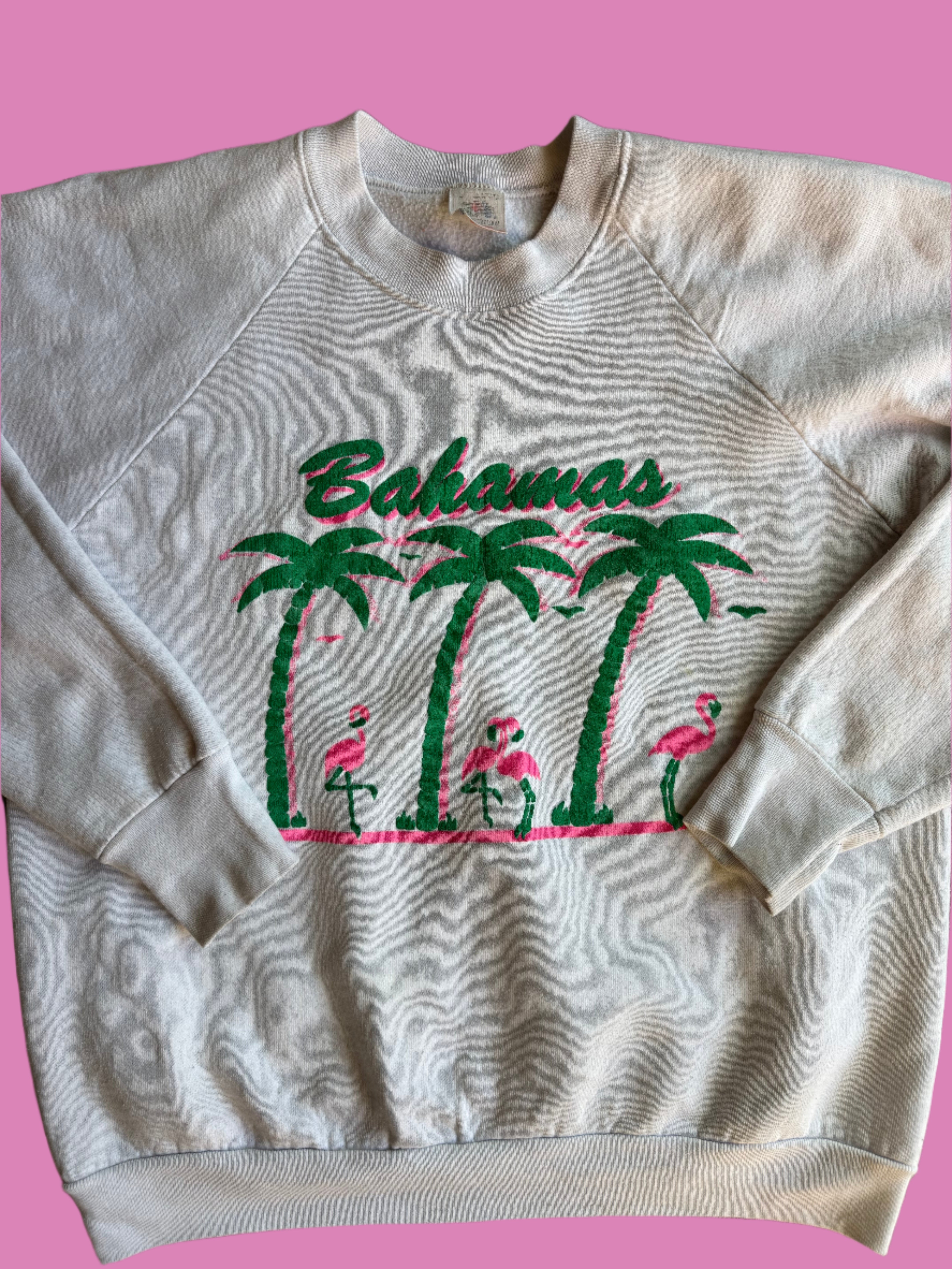 White Fruit of the loom Vtg Bahamas crew, L (fits like M)