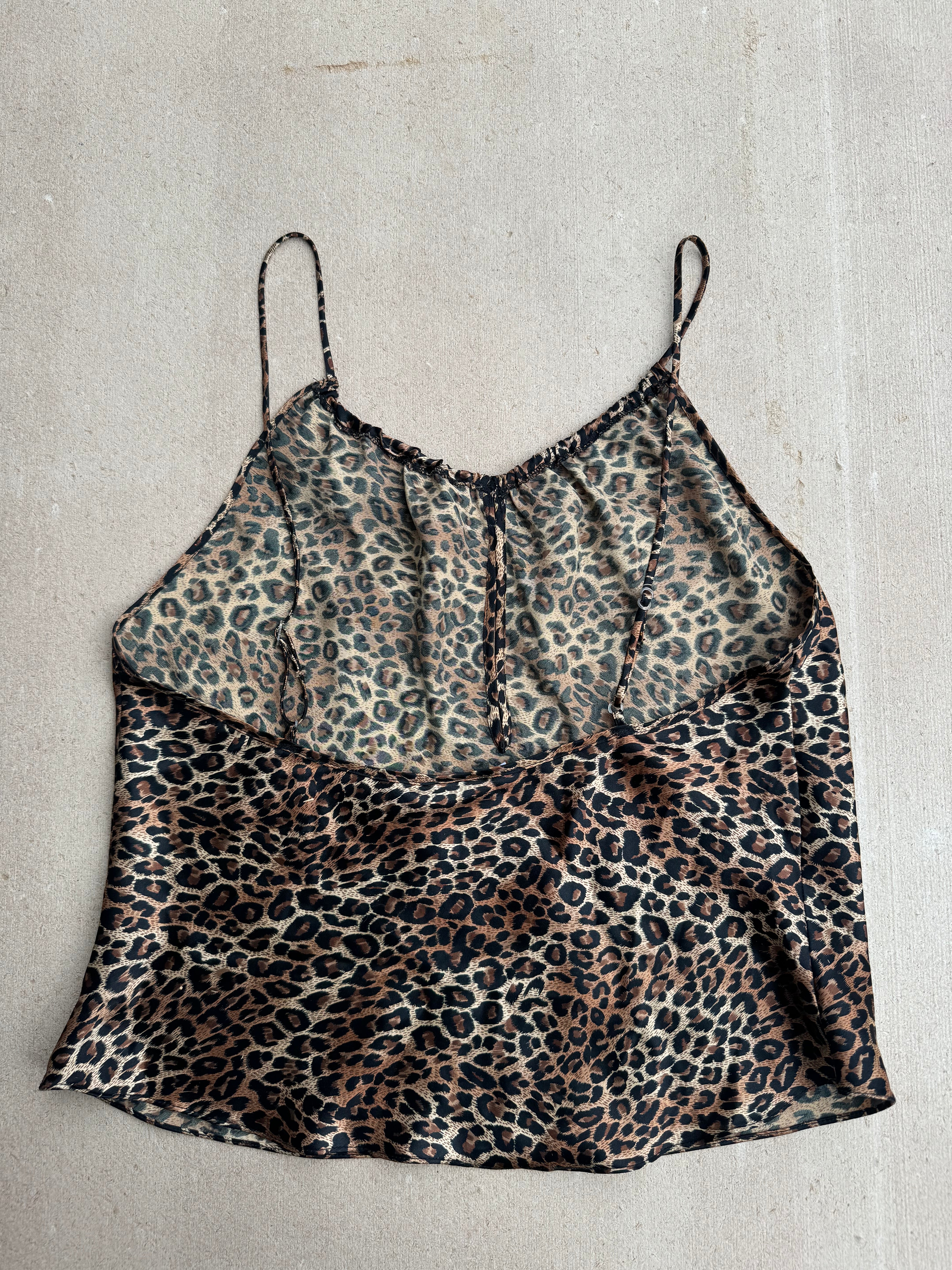 brown secret treasures satin y cheetah tank, L