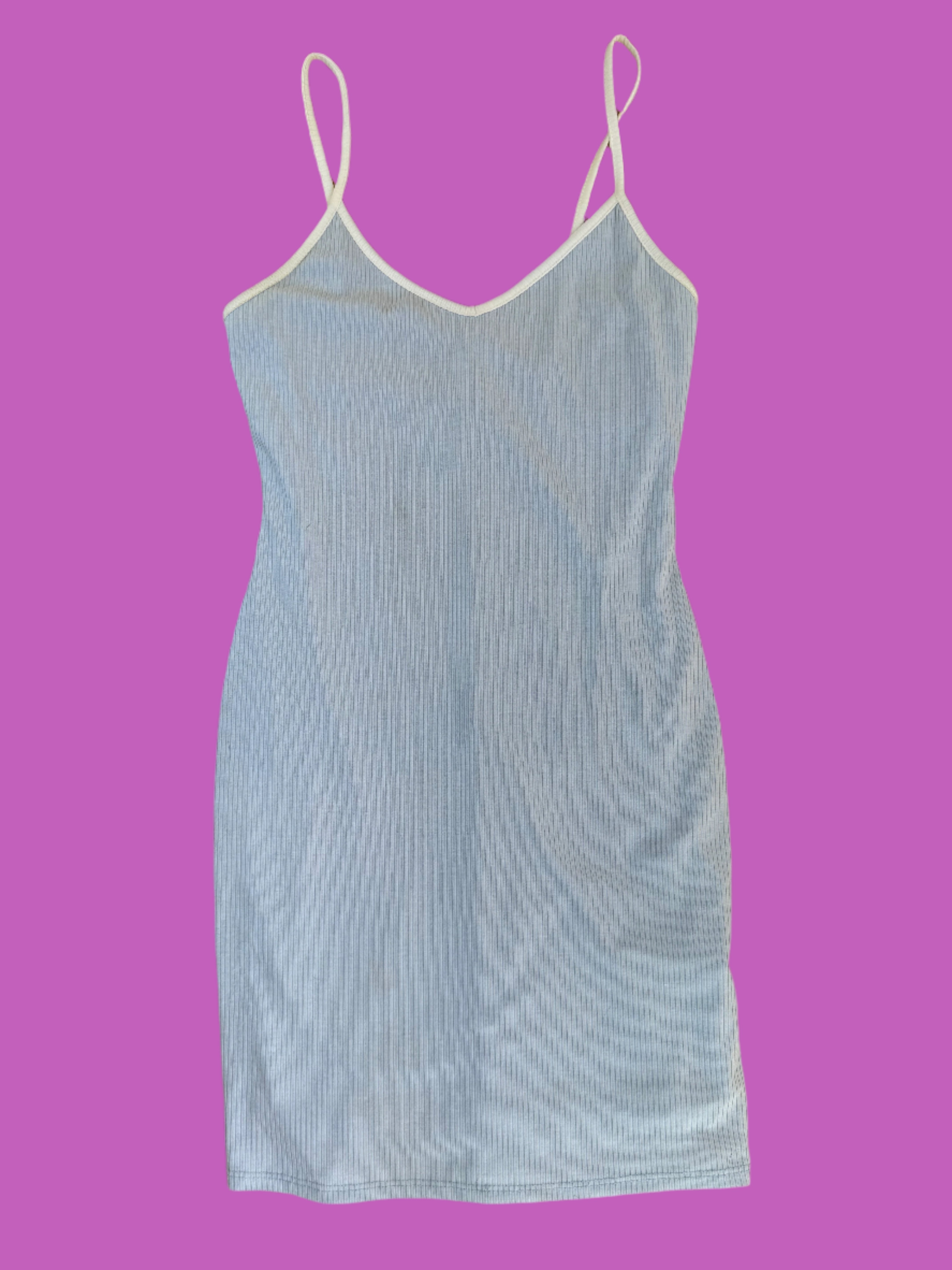 bllue white lelis ribbed tank dress