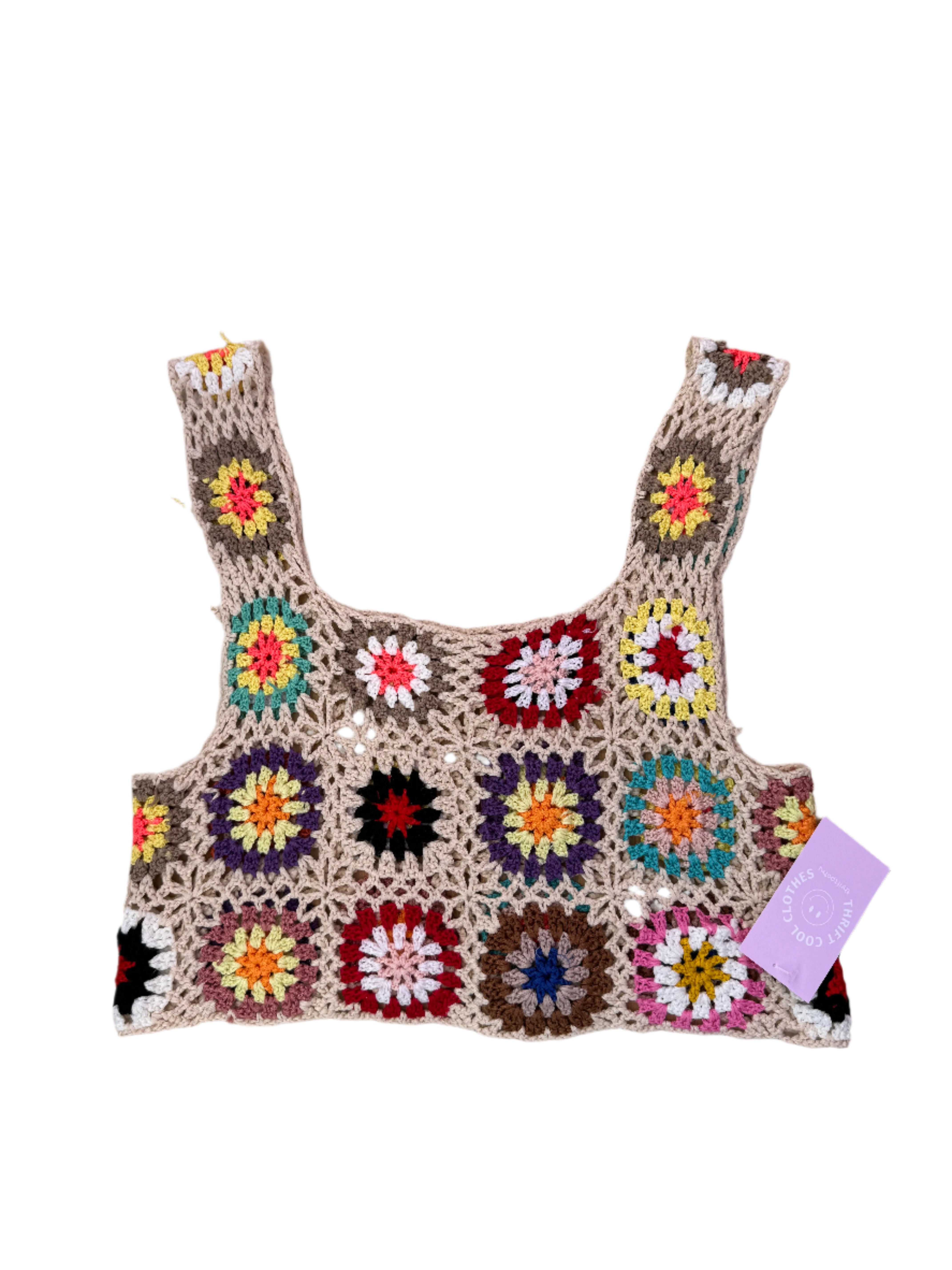 Beige red  Granny square tank