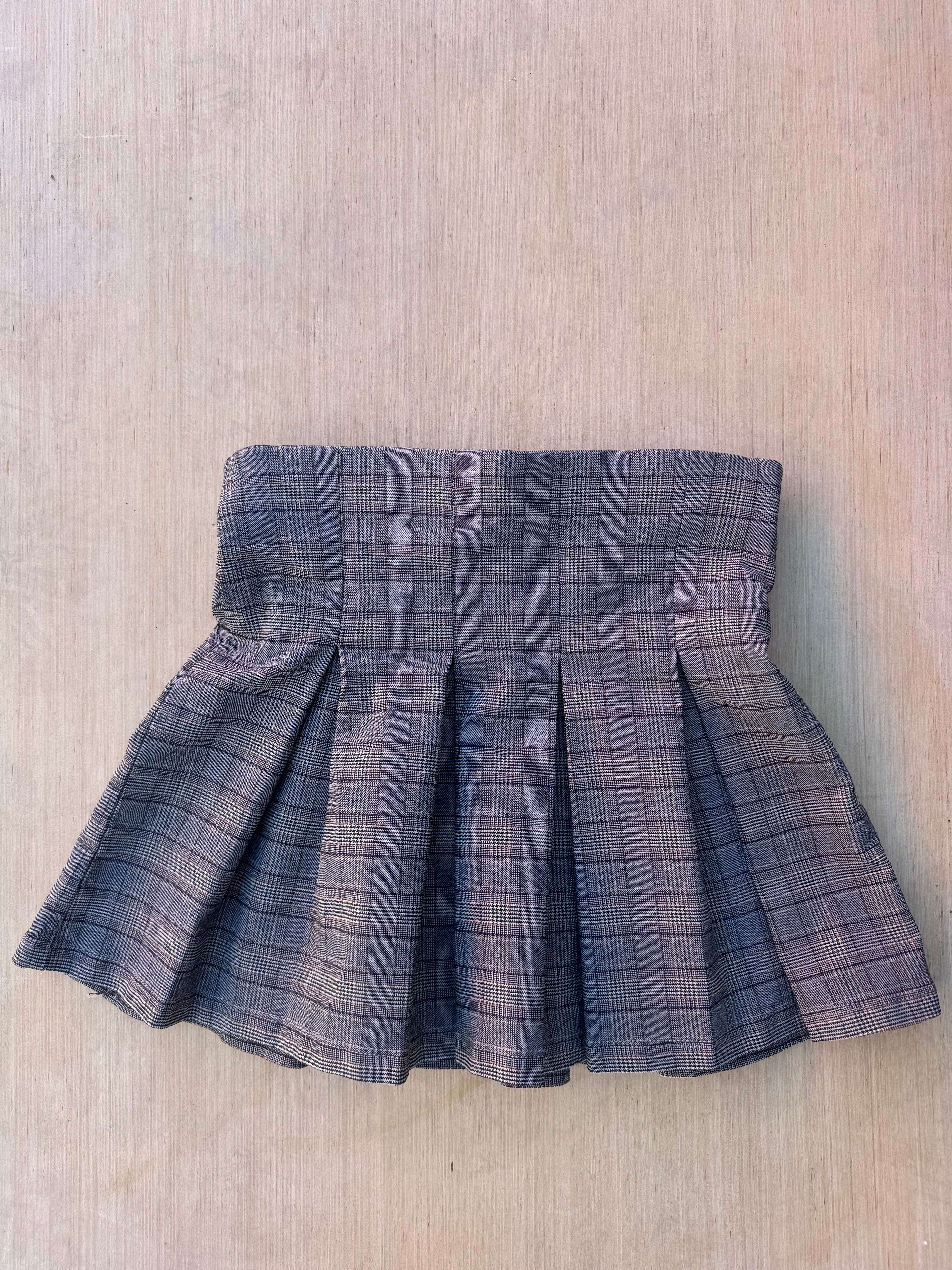 brown shinestar plaid mini skirt, s