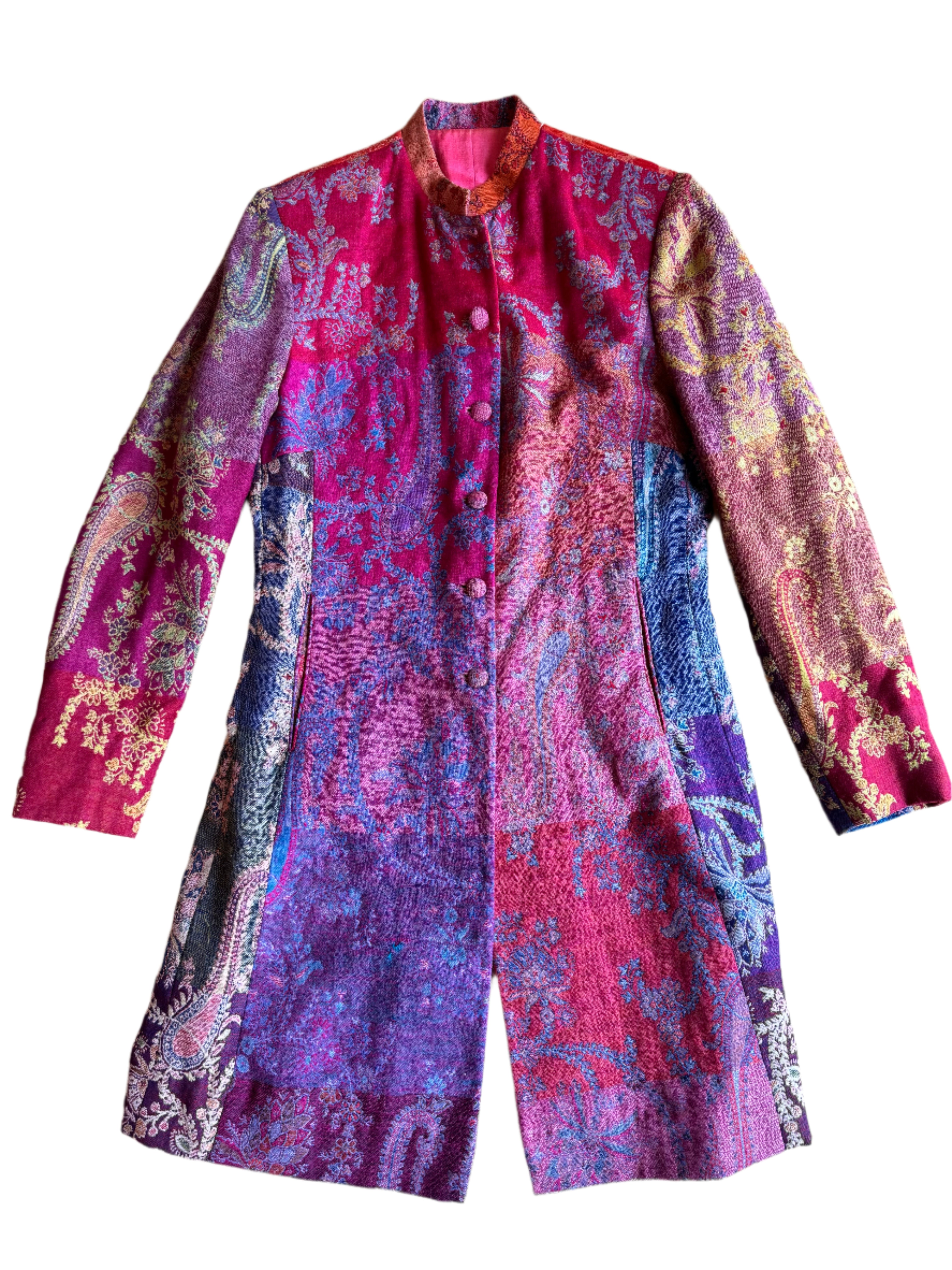 pink orange purple  patchwork peacoat