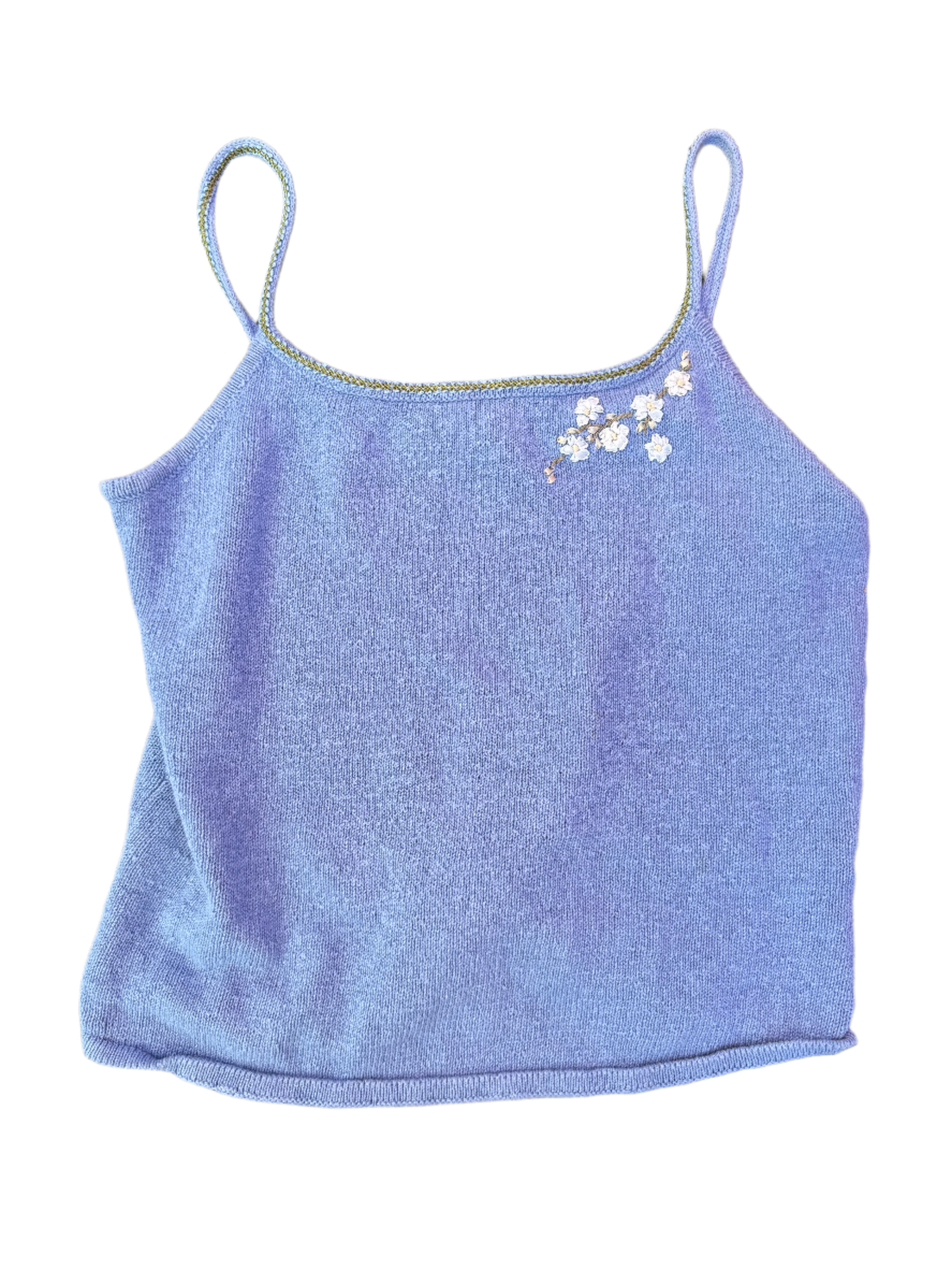 Blue liz cliborne Knit tank w flowers, M