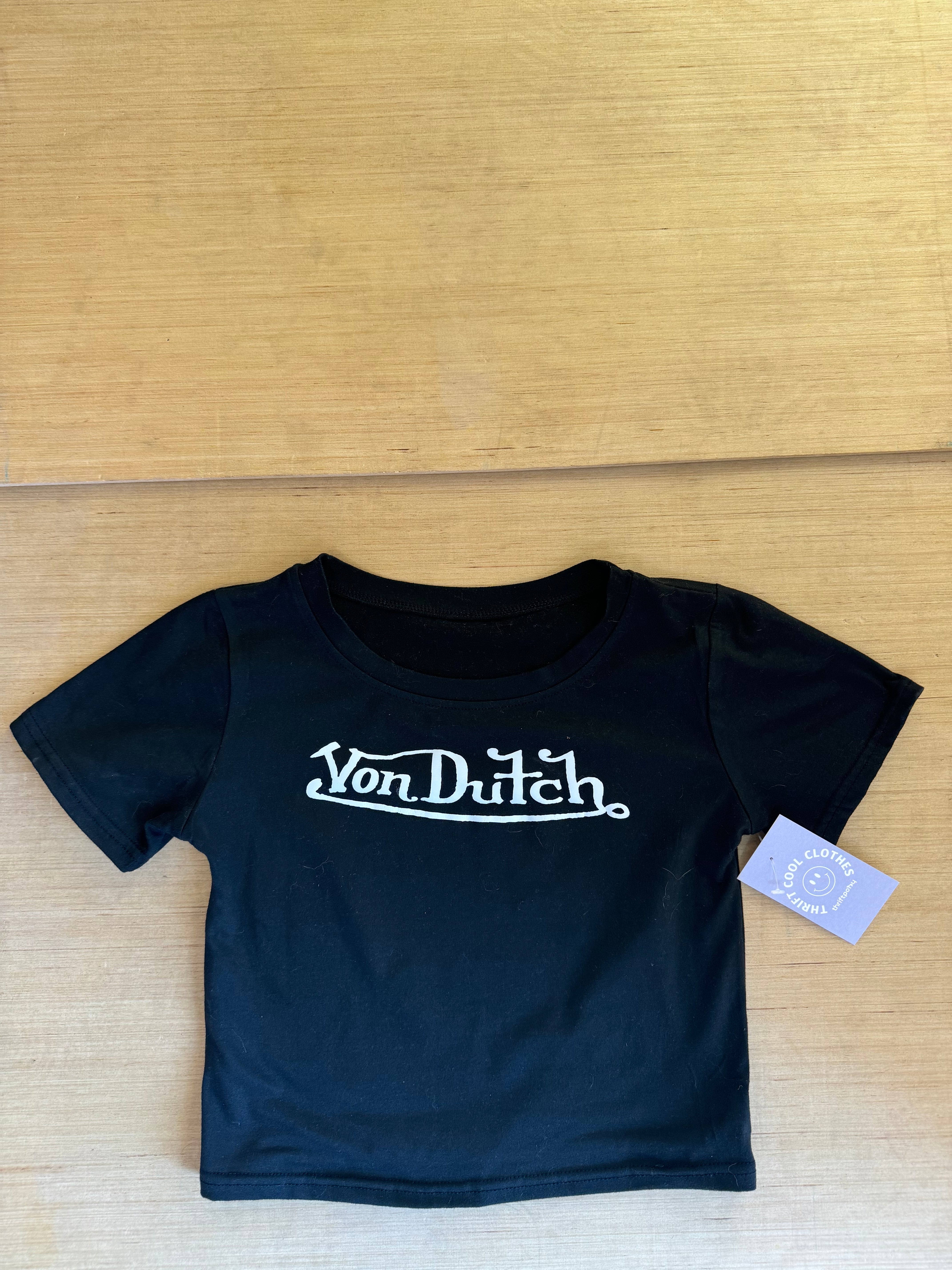 black  von dutch baby tee, s