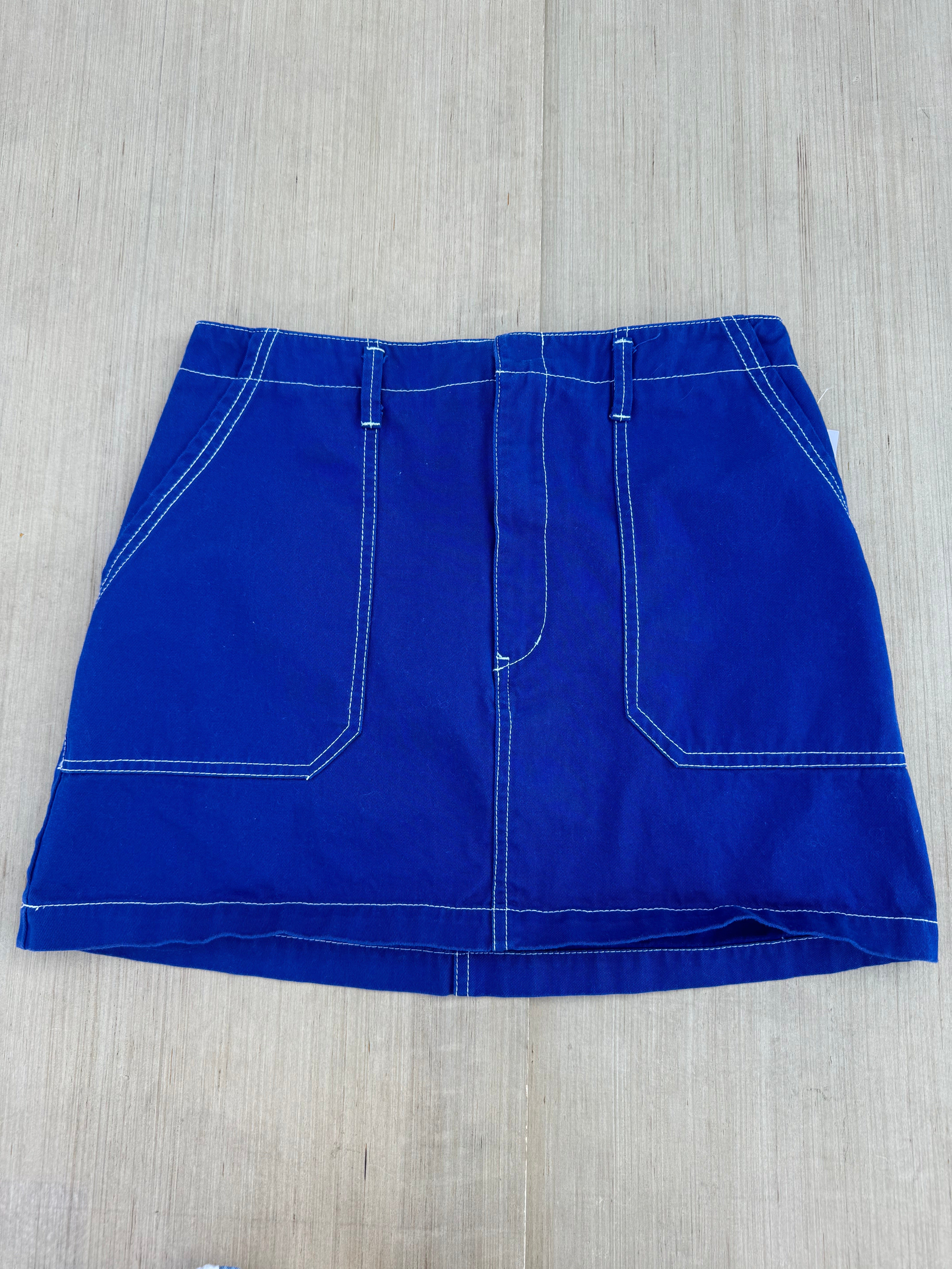 blue wild fable mini skirt w white thread, 10