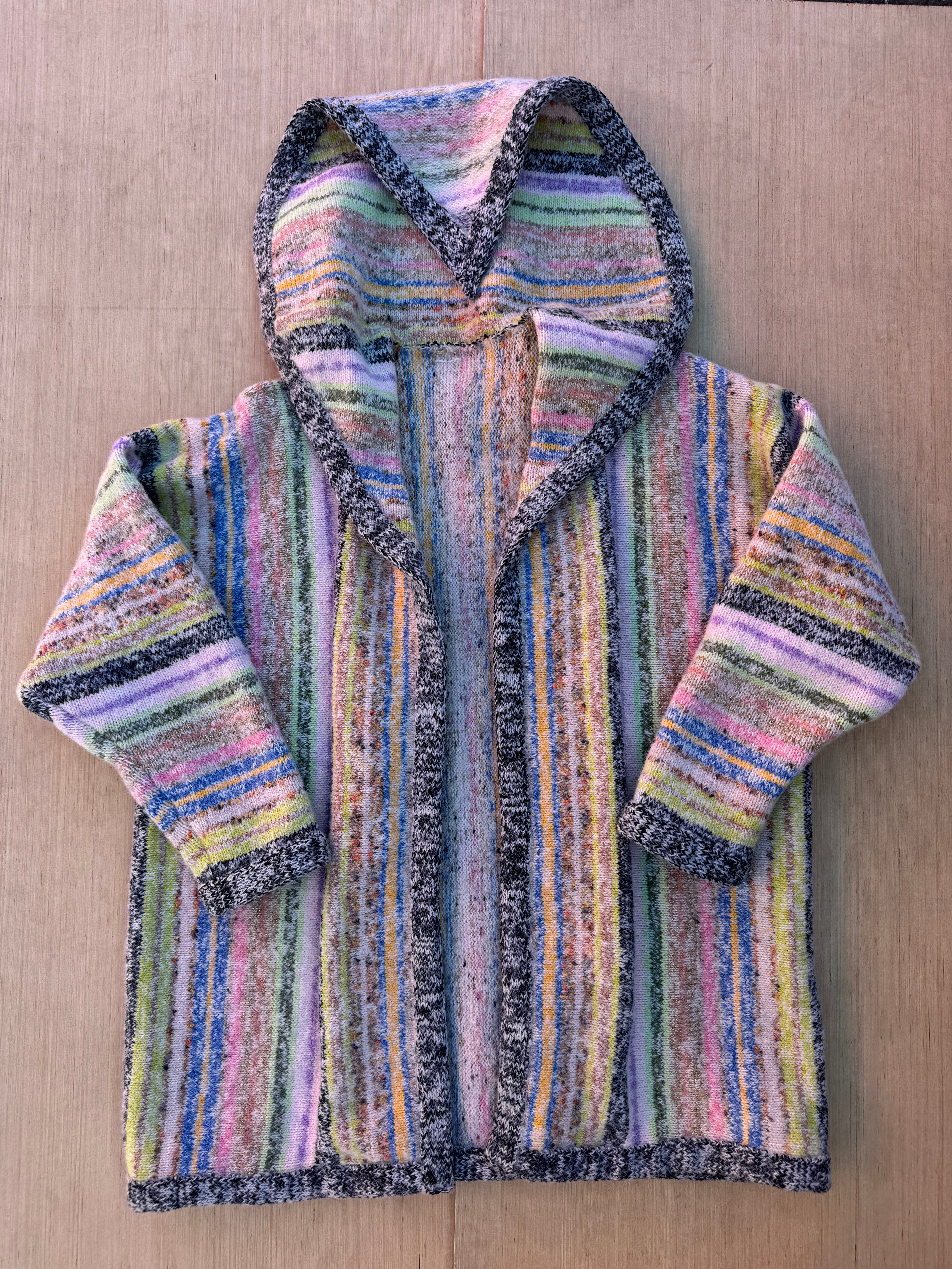 Pink green yellow  Striped elf cardigan