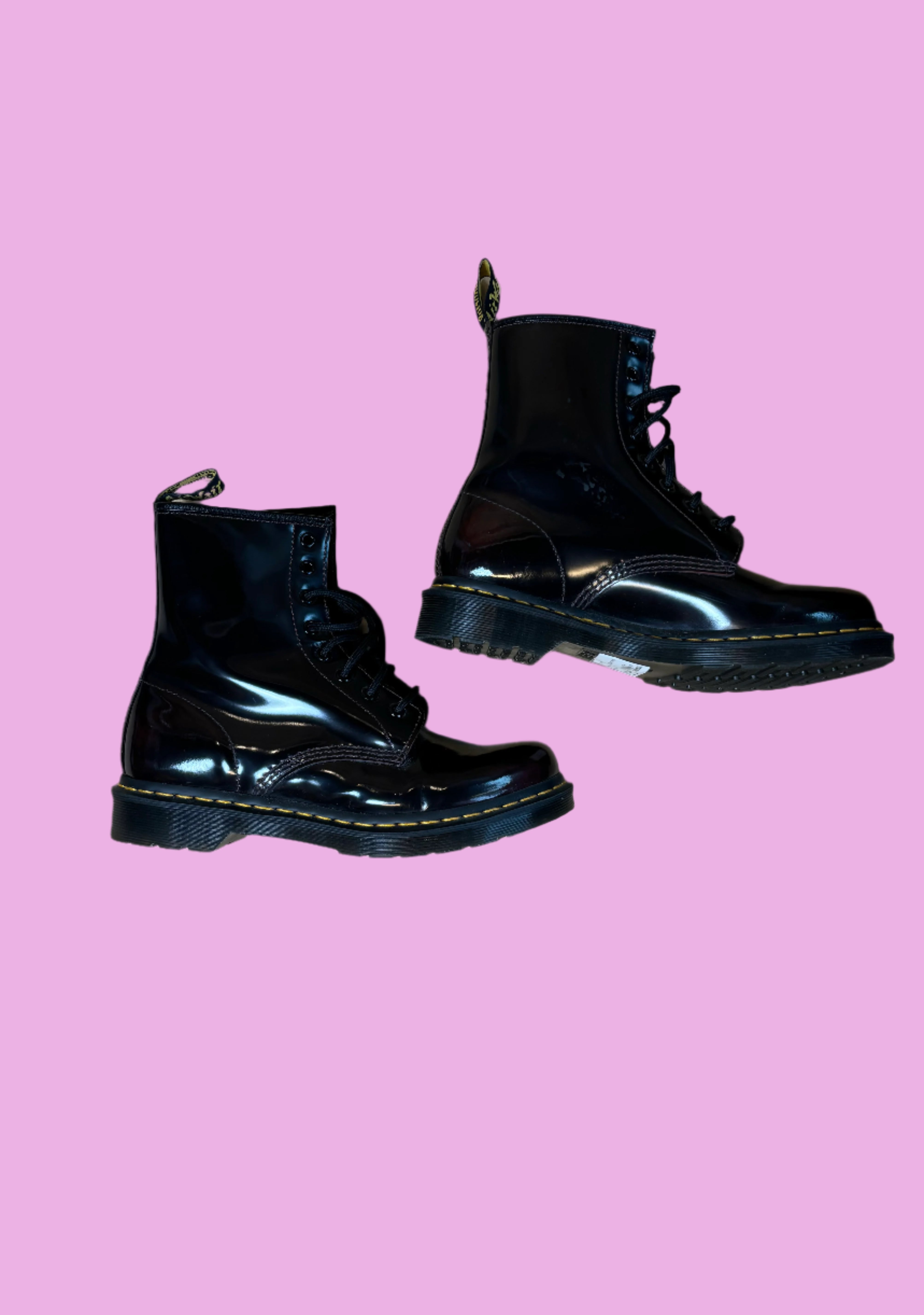 brown dr martens glossy combats, 9