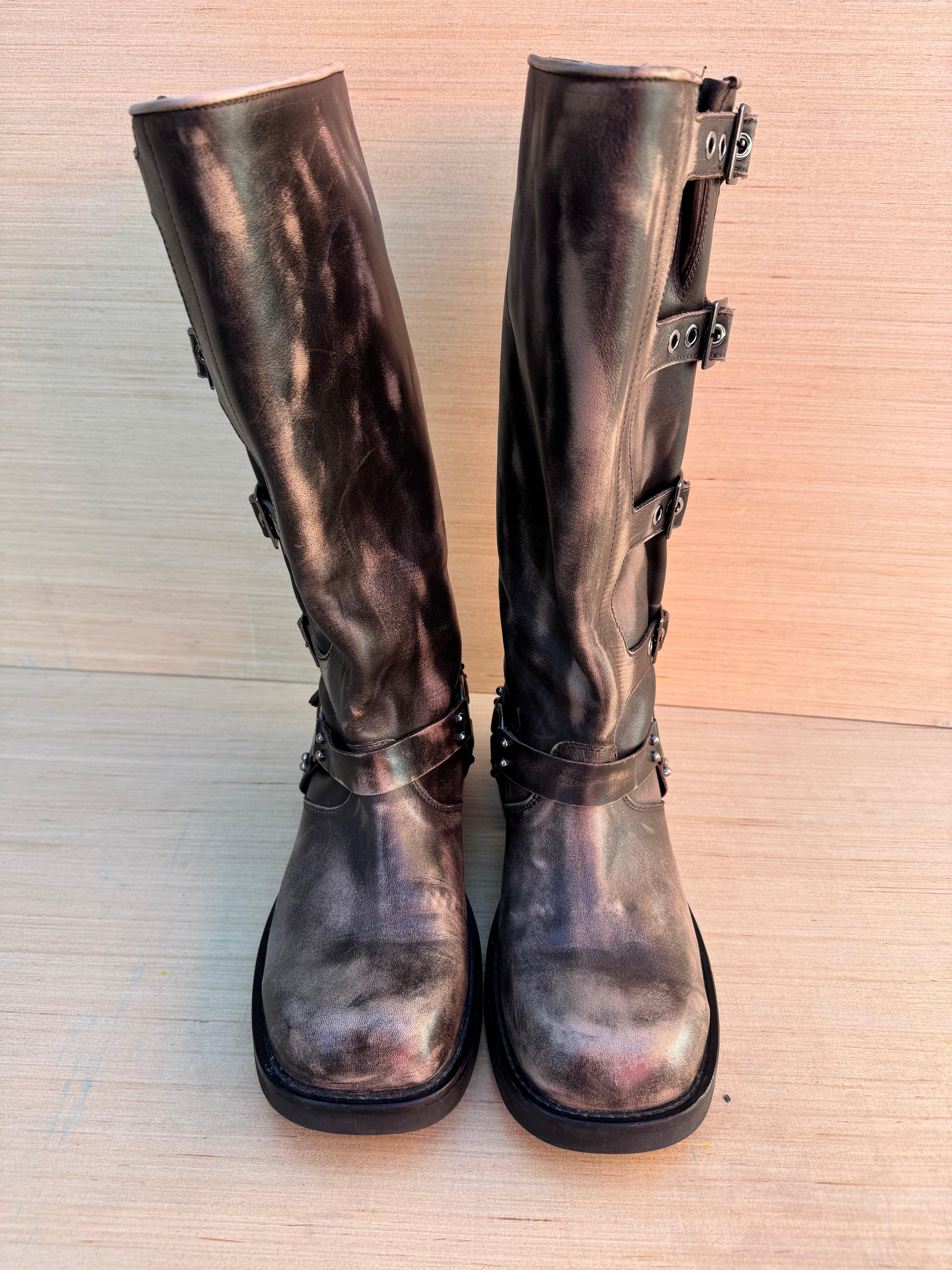 black steve madden motorcycle boots, 11 womens