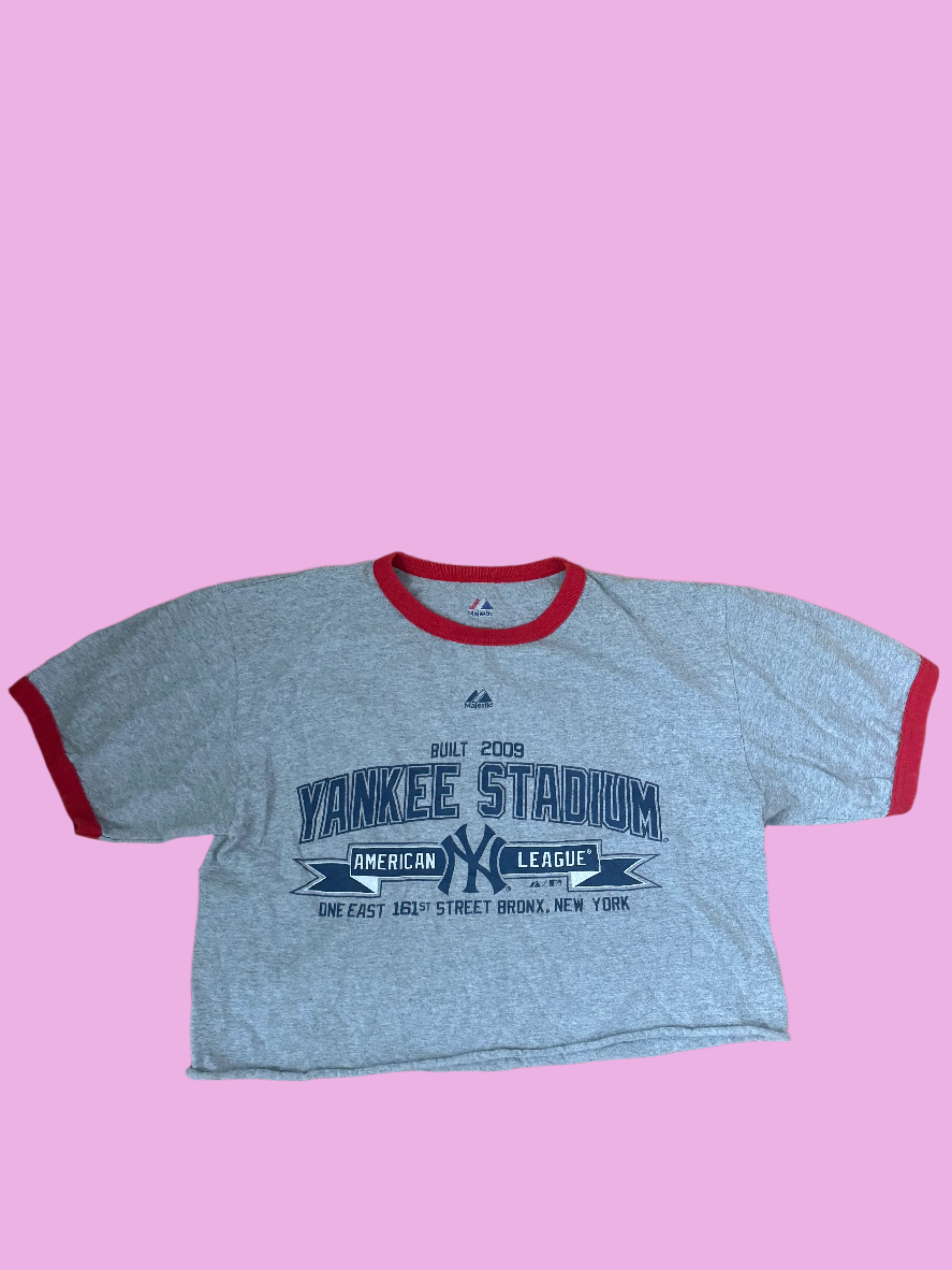 Grey Majestic Yankees cropped tee, M