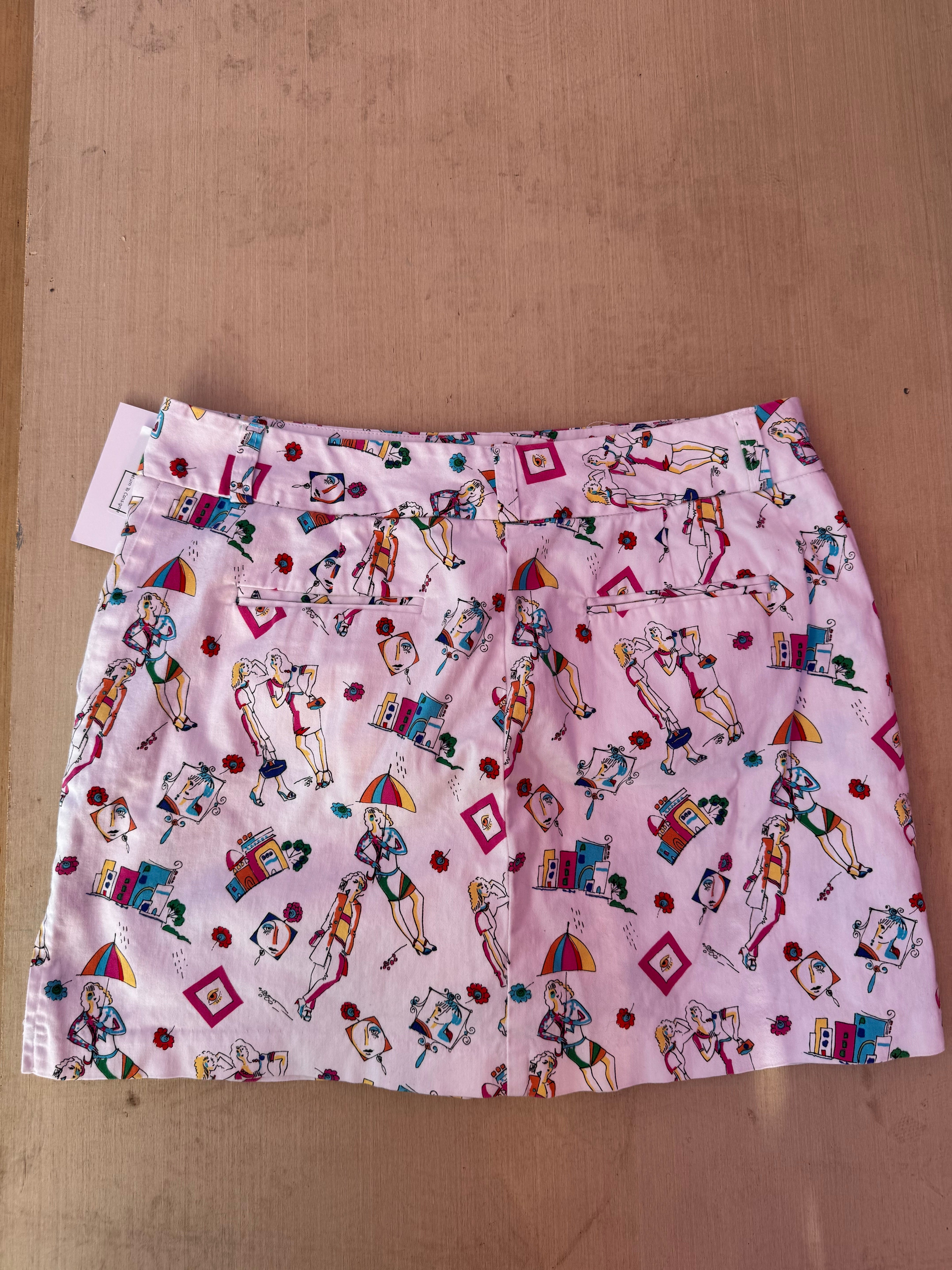 white pink blue attyre doodle girly shopping skort, 6