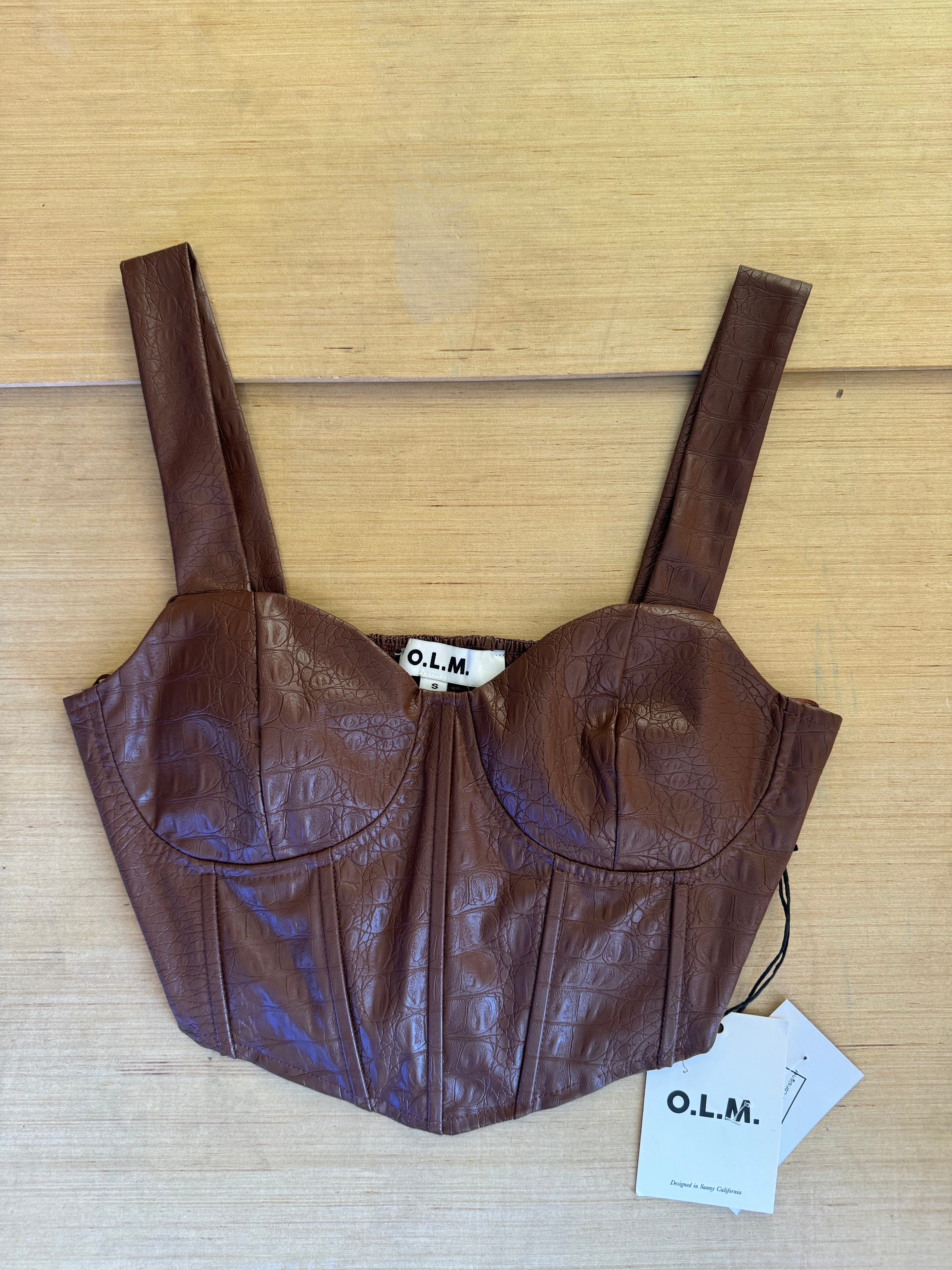 brown OLM corset top, S