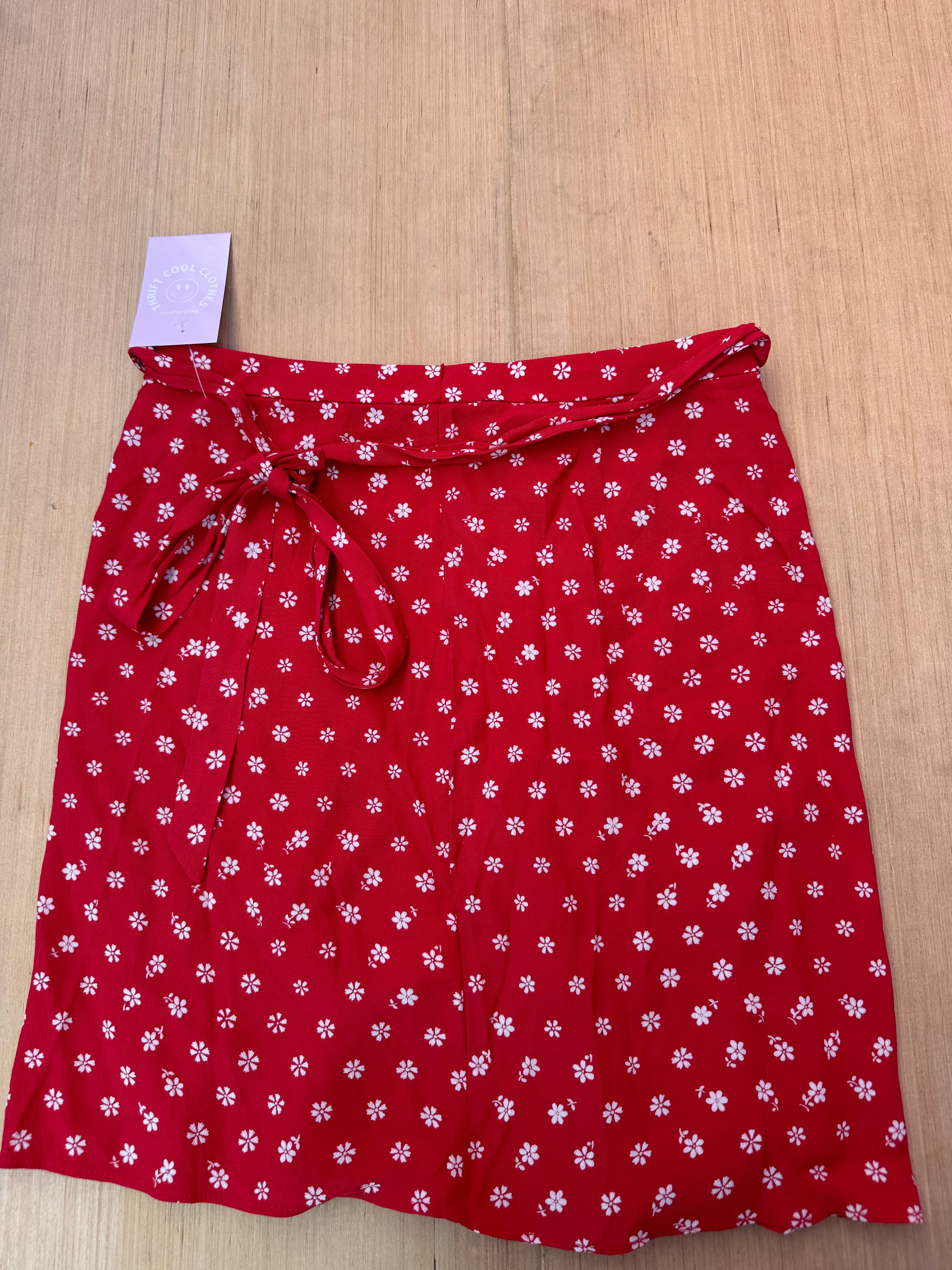 red tan madewell floral mini wrap skirt, 2