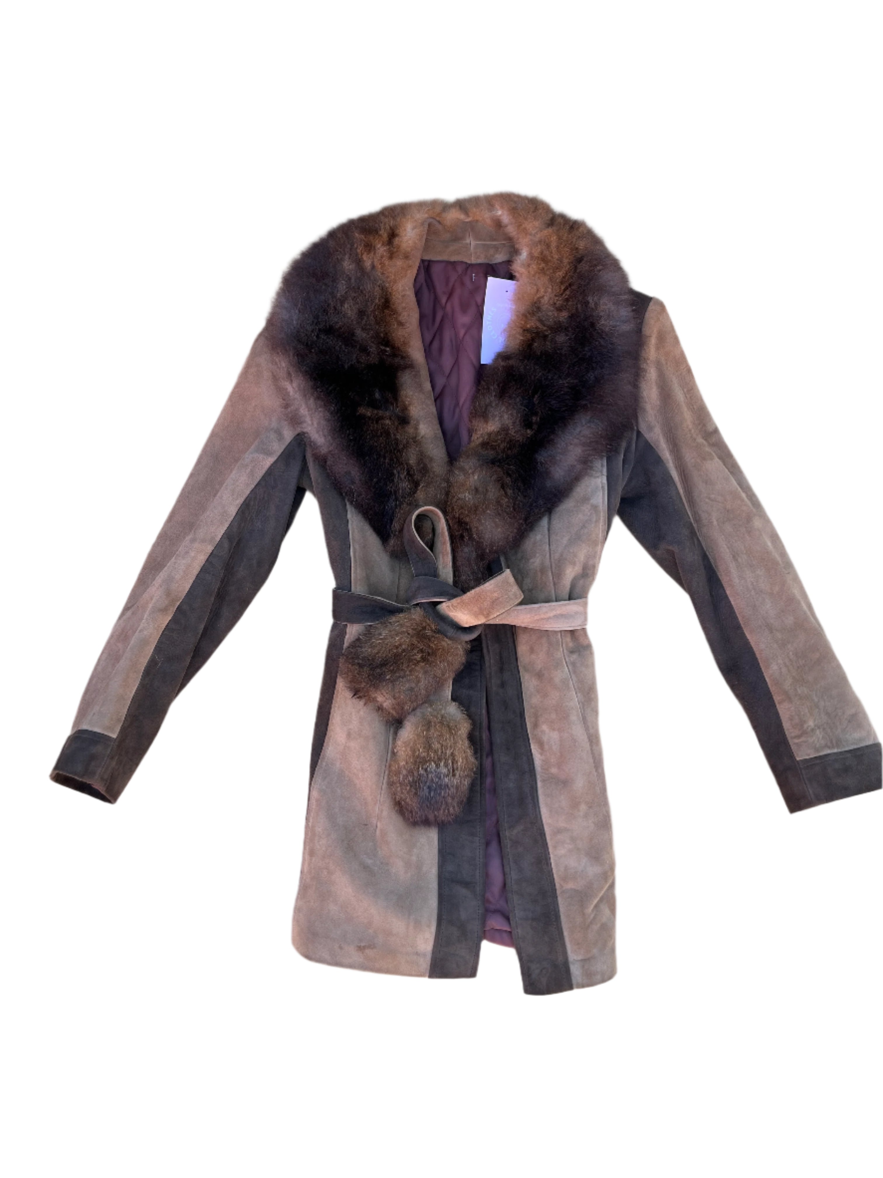 brown mooneys fur vtg suede coat, 10