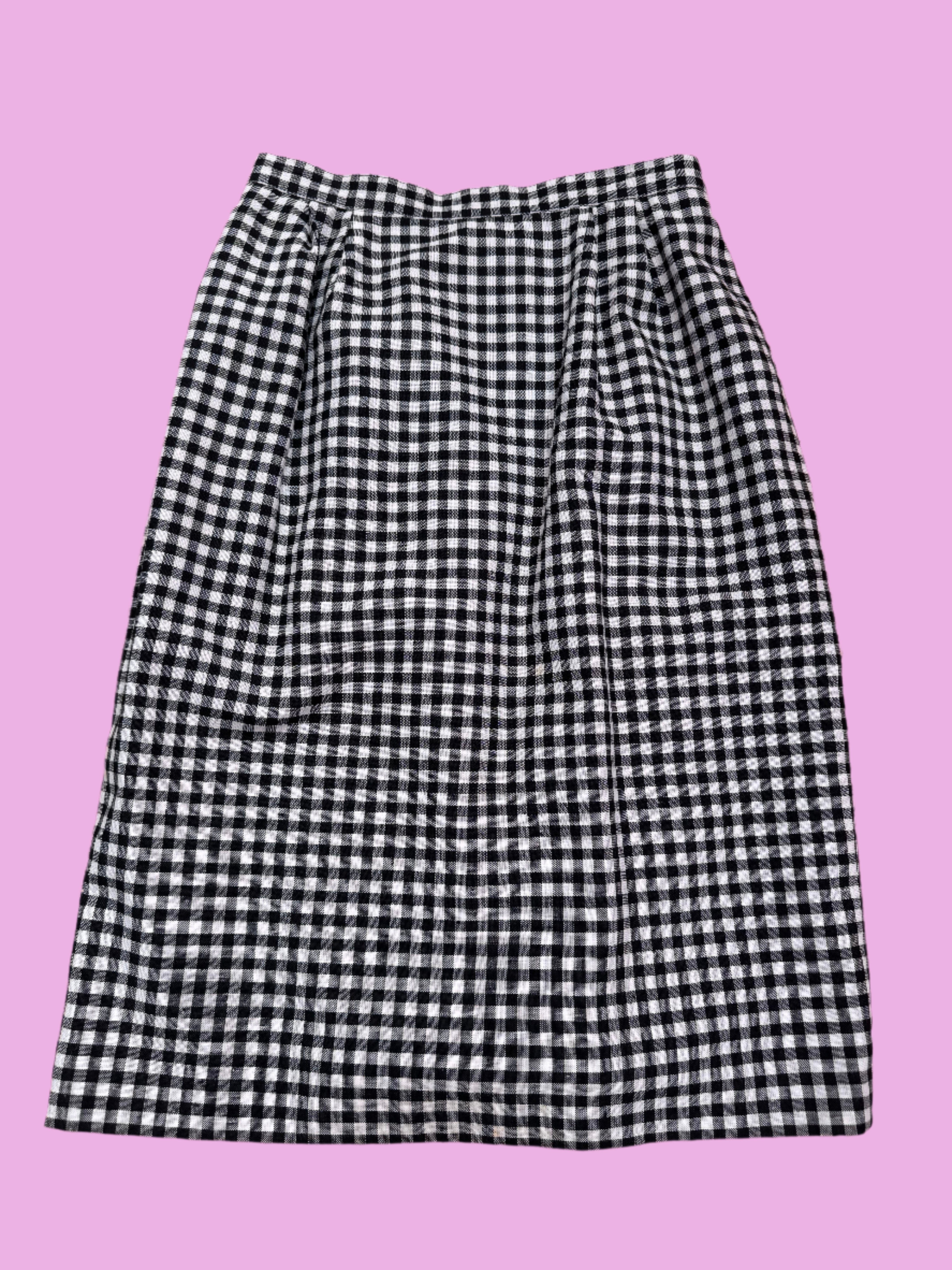 black white  gingham midi skirt, 10 (fits like M)