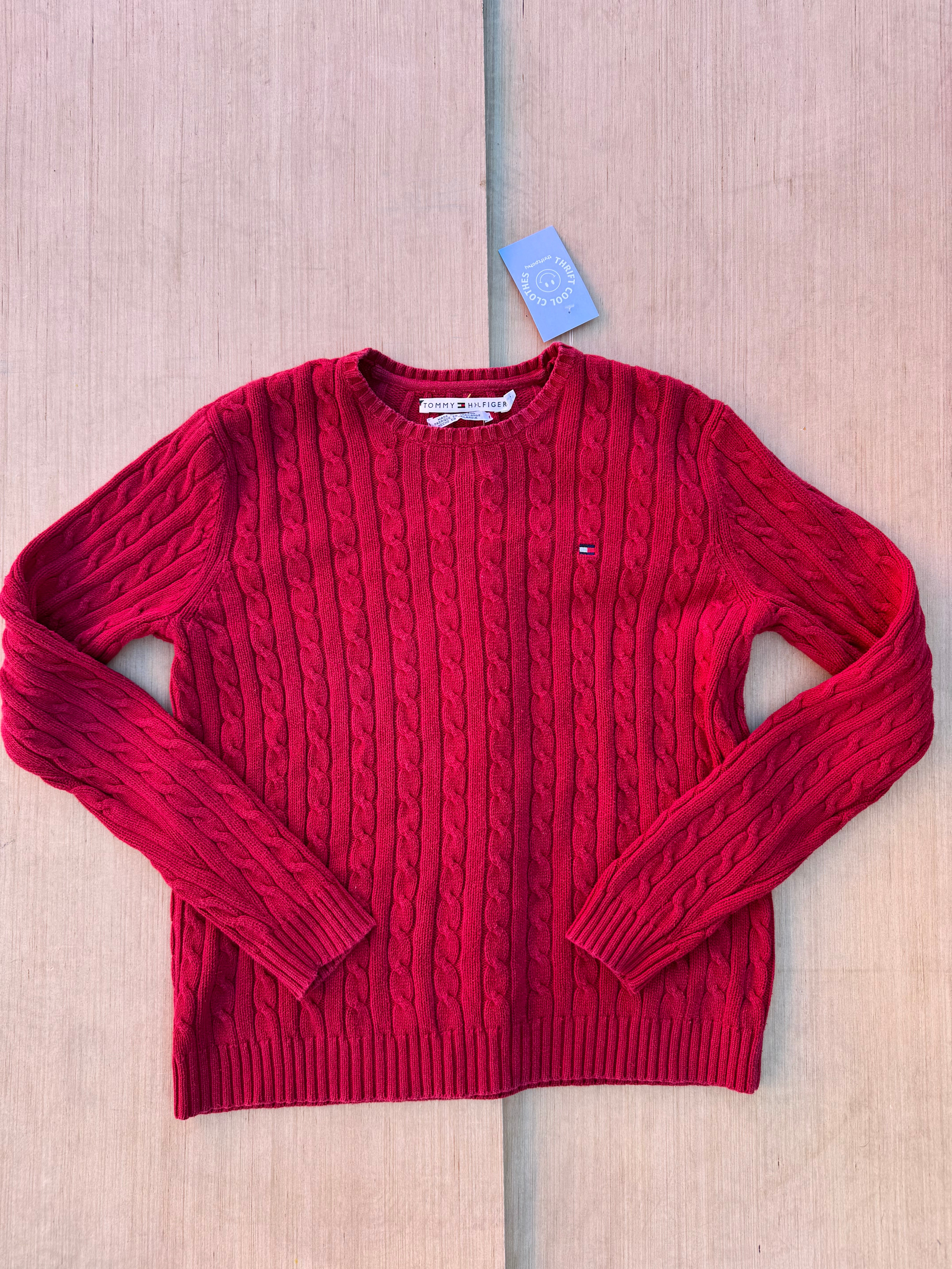 red tommy hilfiger vtg sweater, S