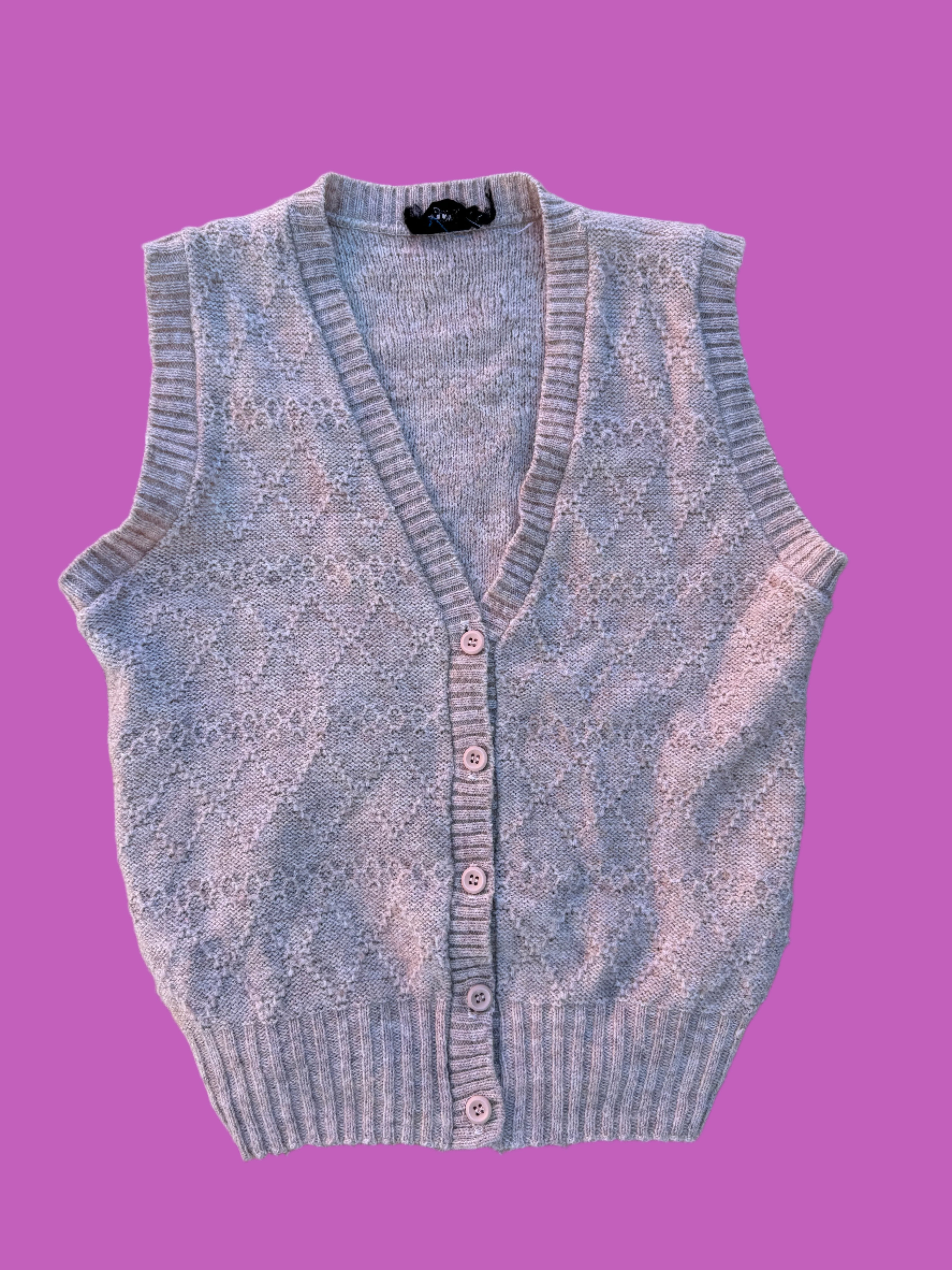 creme panther vtg sweater vest, s