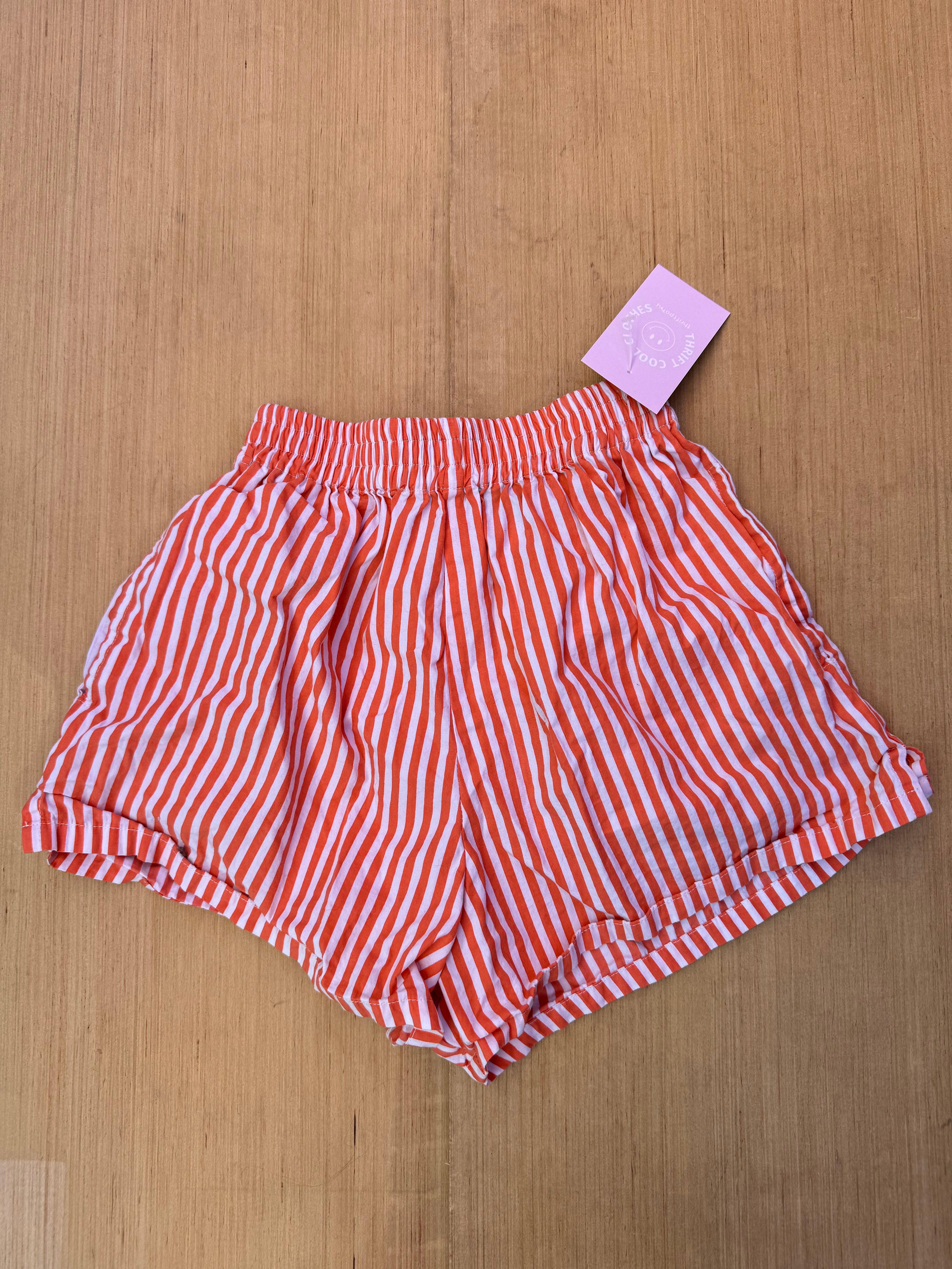 orange white motel striped pj set shorts, s