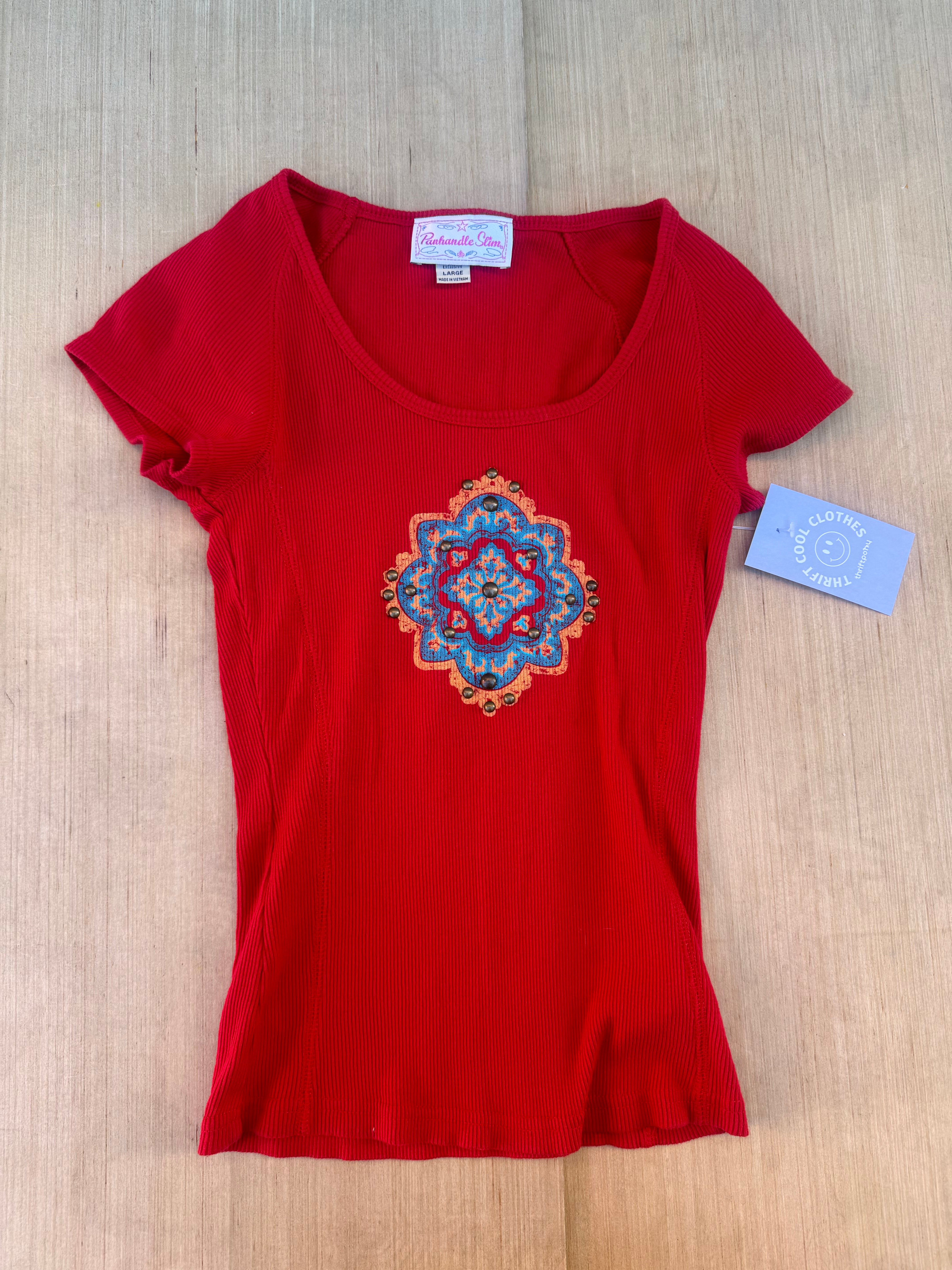 red panhandle slim mednala top, L