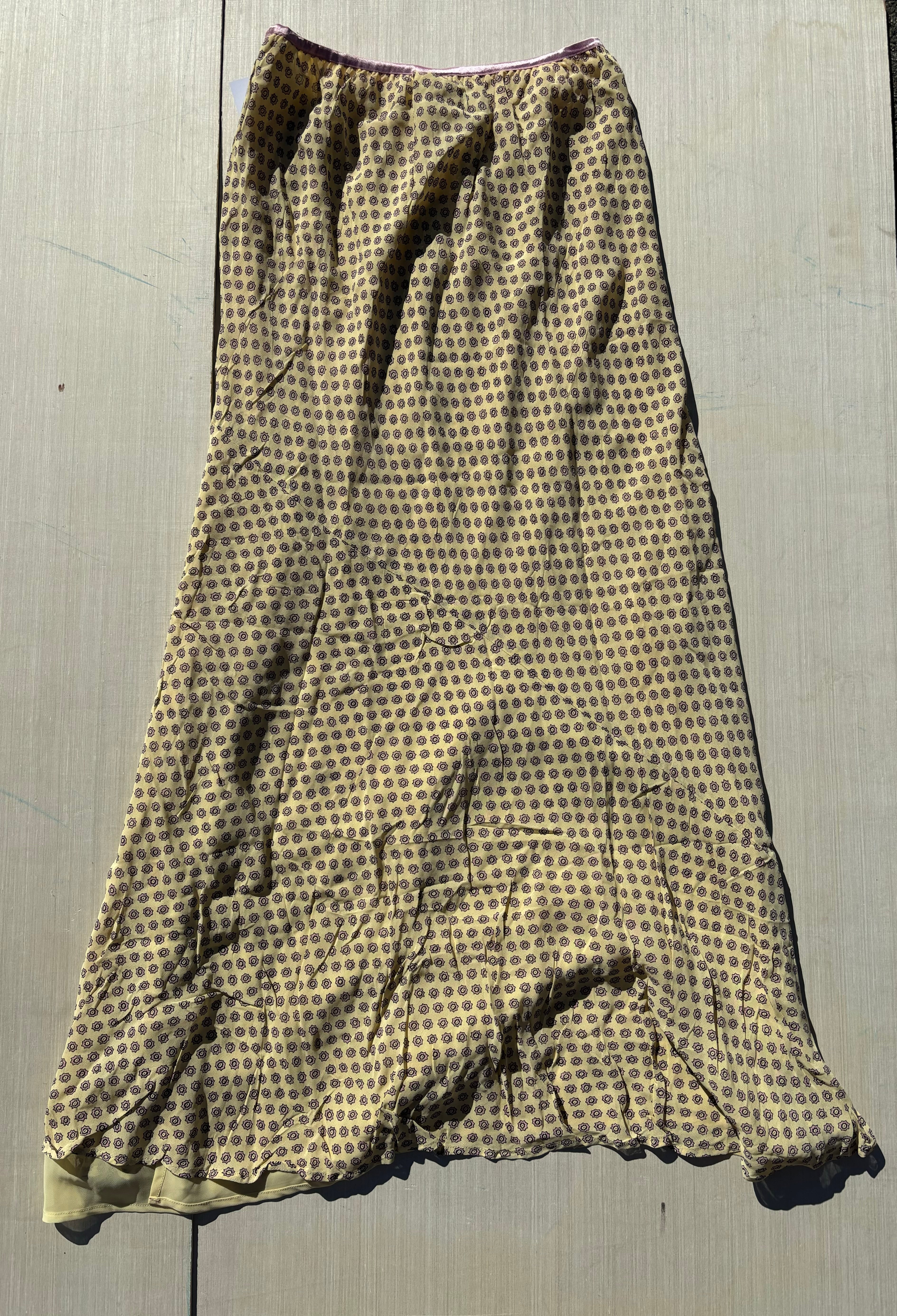 yellow pink countryroad deadstock sun long skirt, s