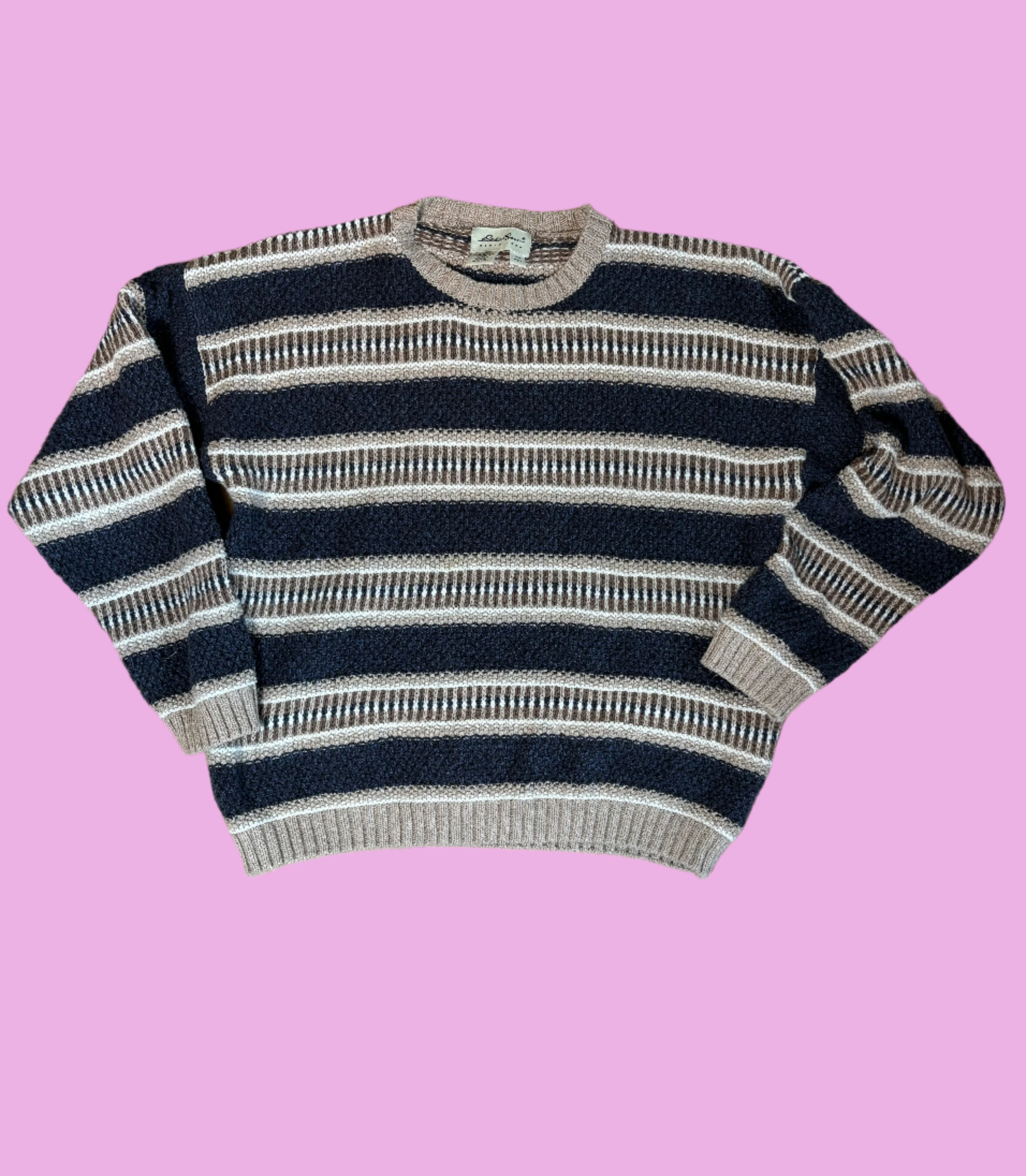 Tan blue Eddie bauer Striped sweater, L