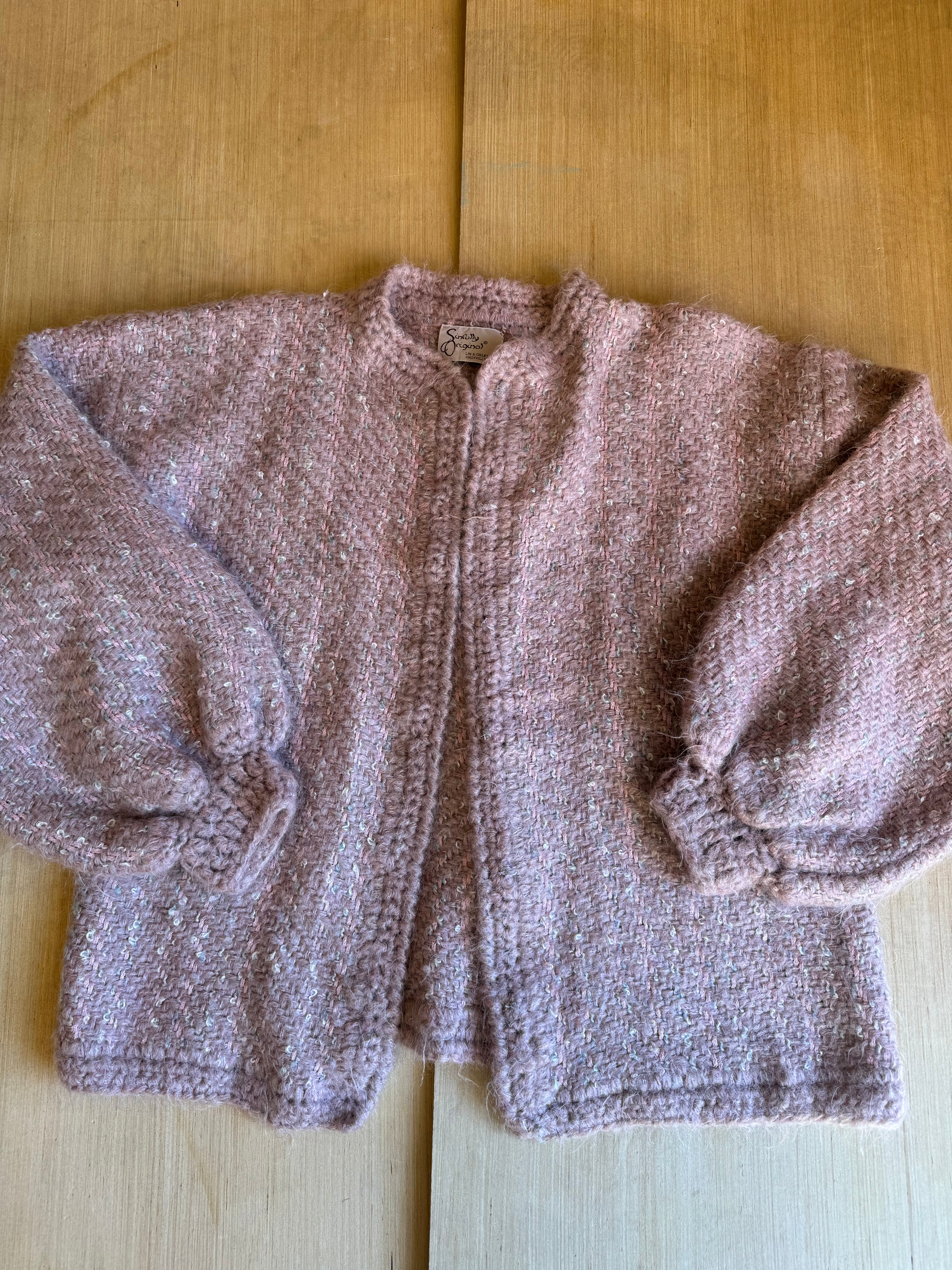 Pink Sinfully original Vtg cardigan, L