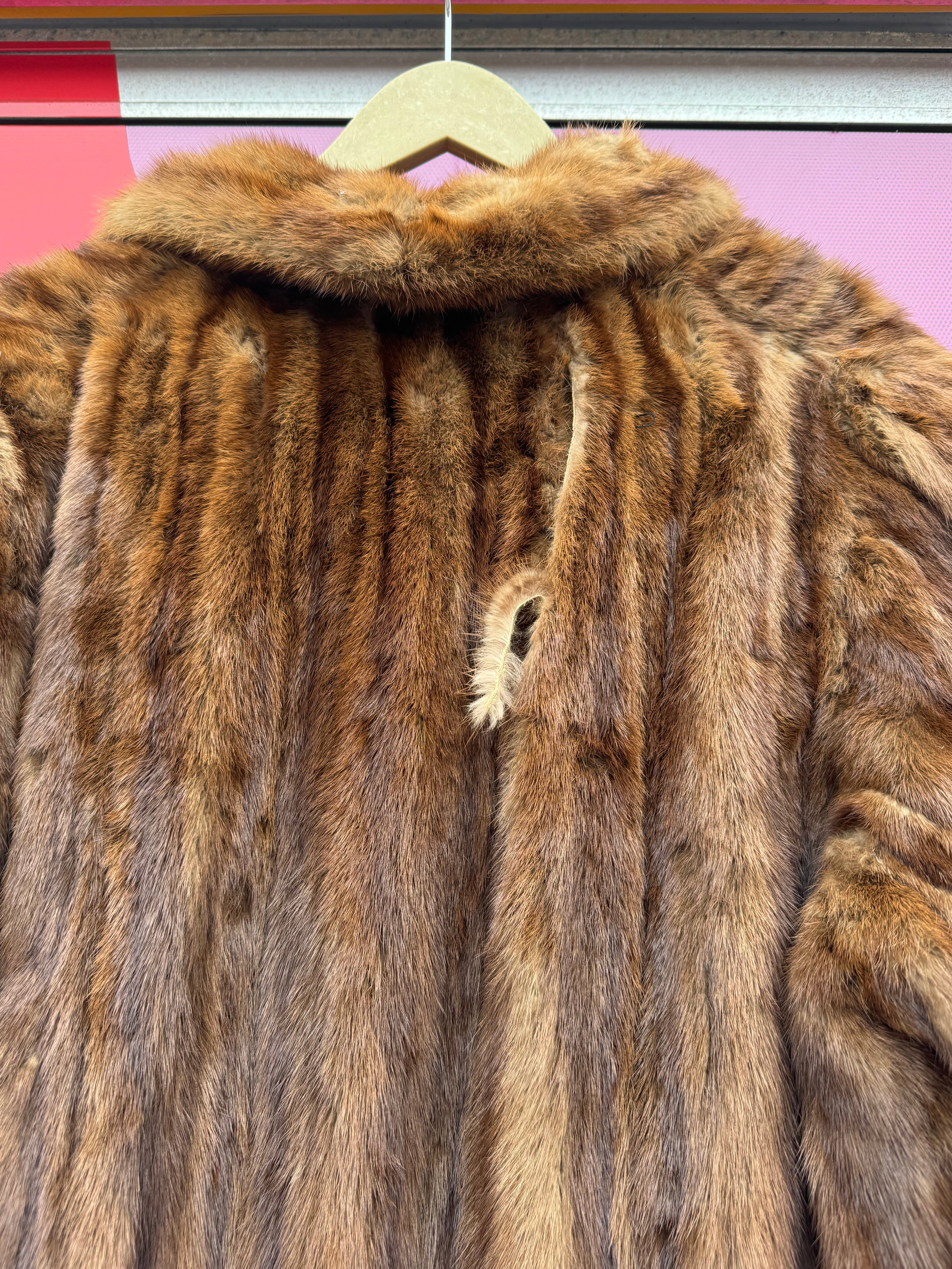 brown mb 100% fur coat, L