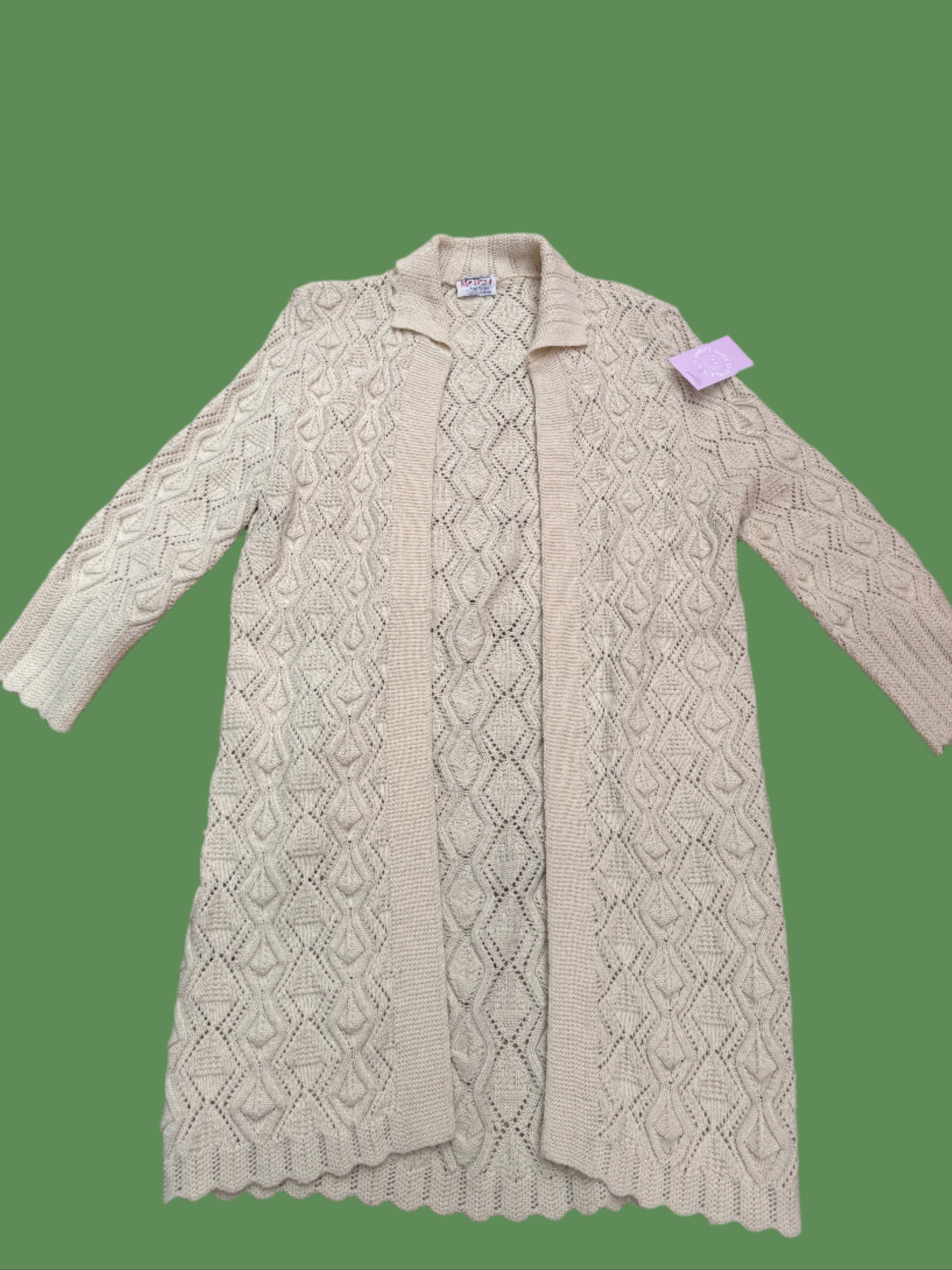 cream machenry vtg long cardigan, n