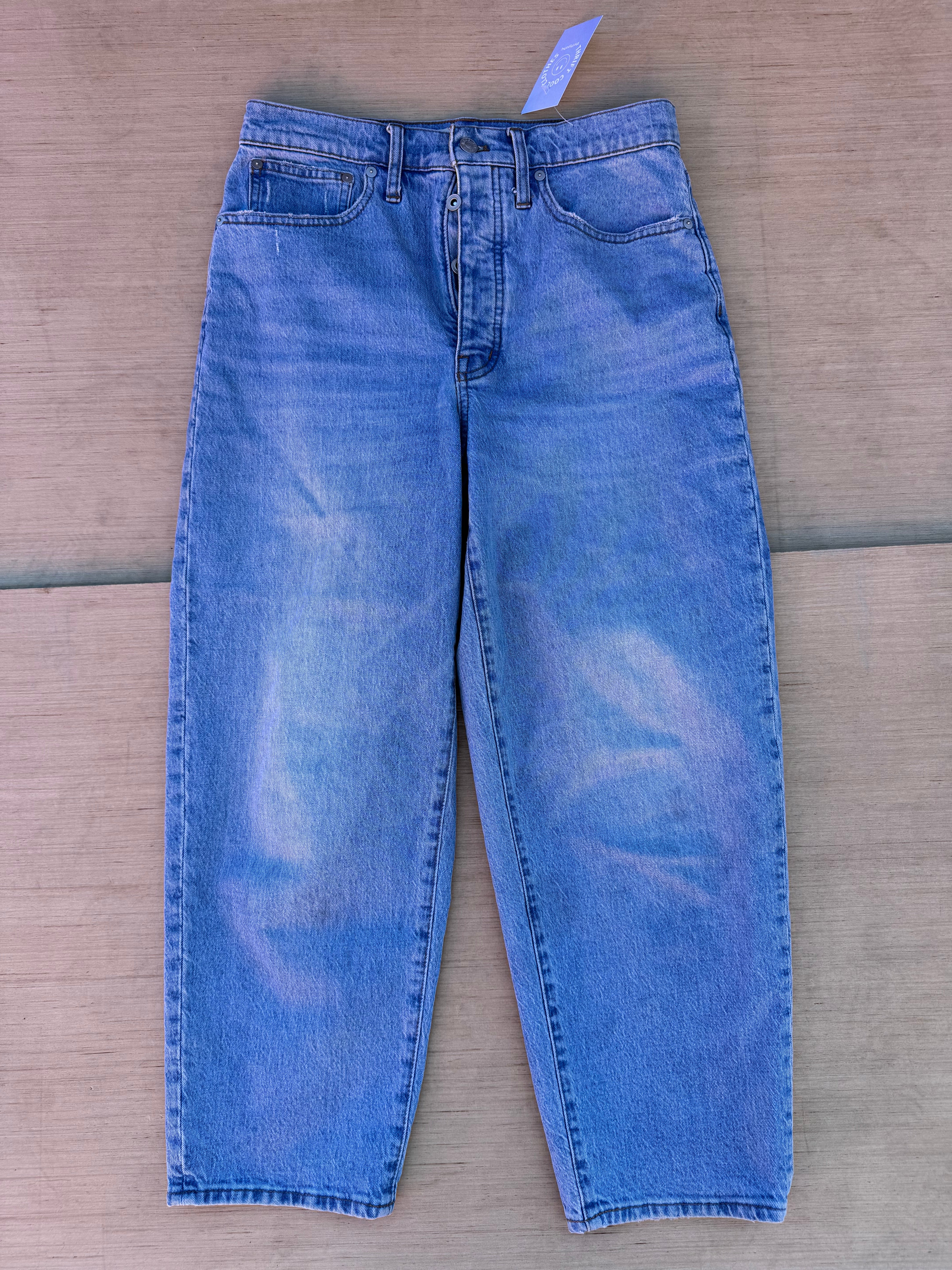 blue madewell balloon jean, 28