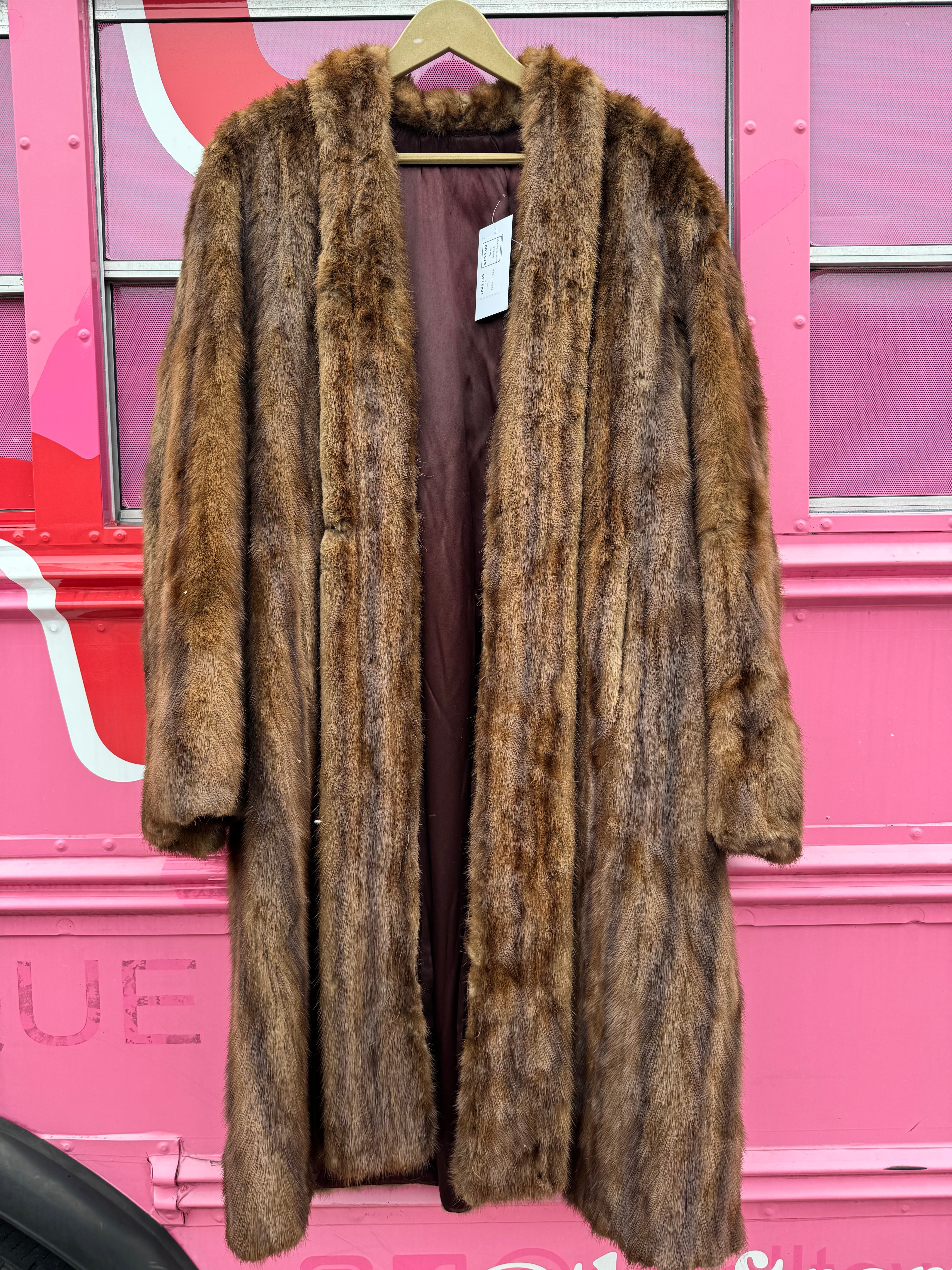 brown mb 100% fur coat, L