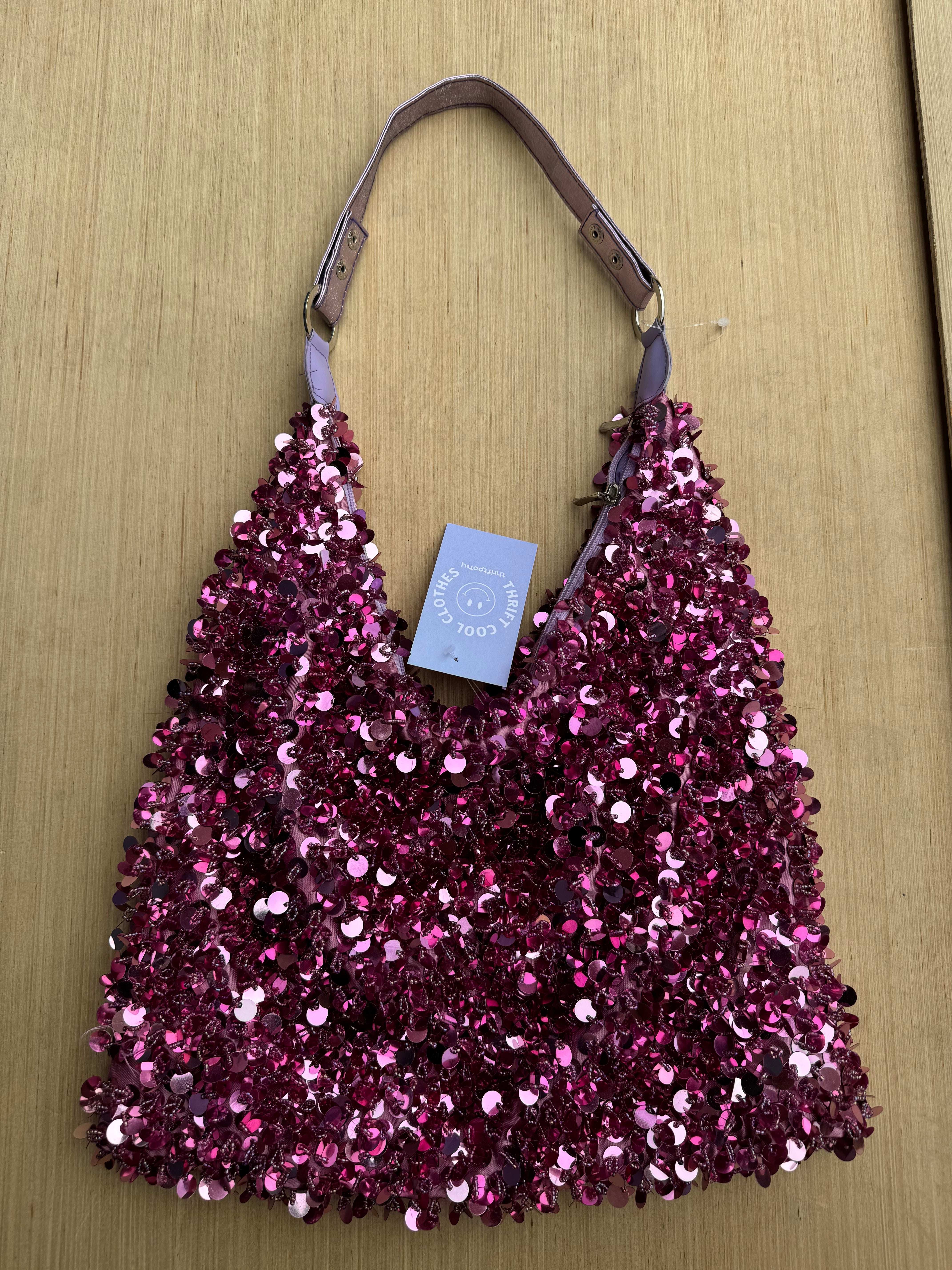 pink  sparkly sequin y2k bag