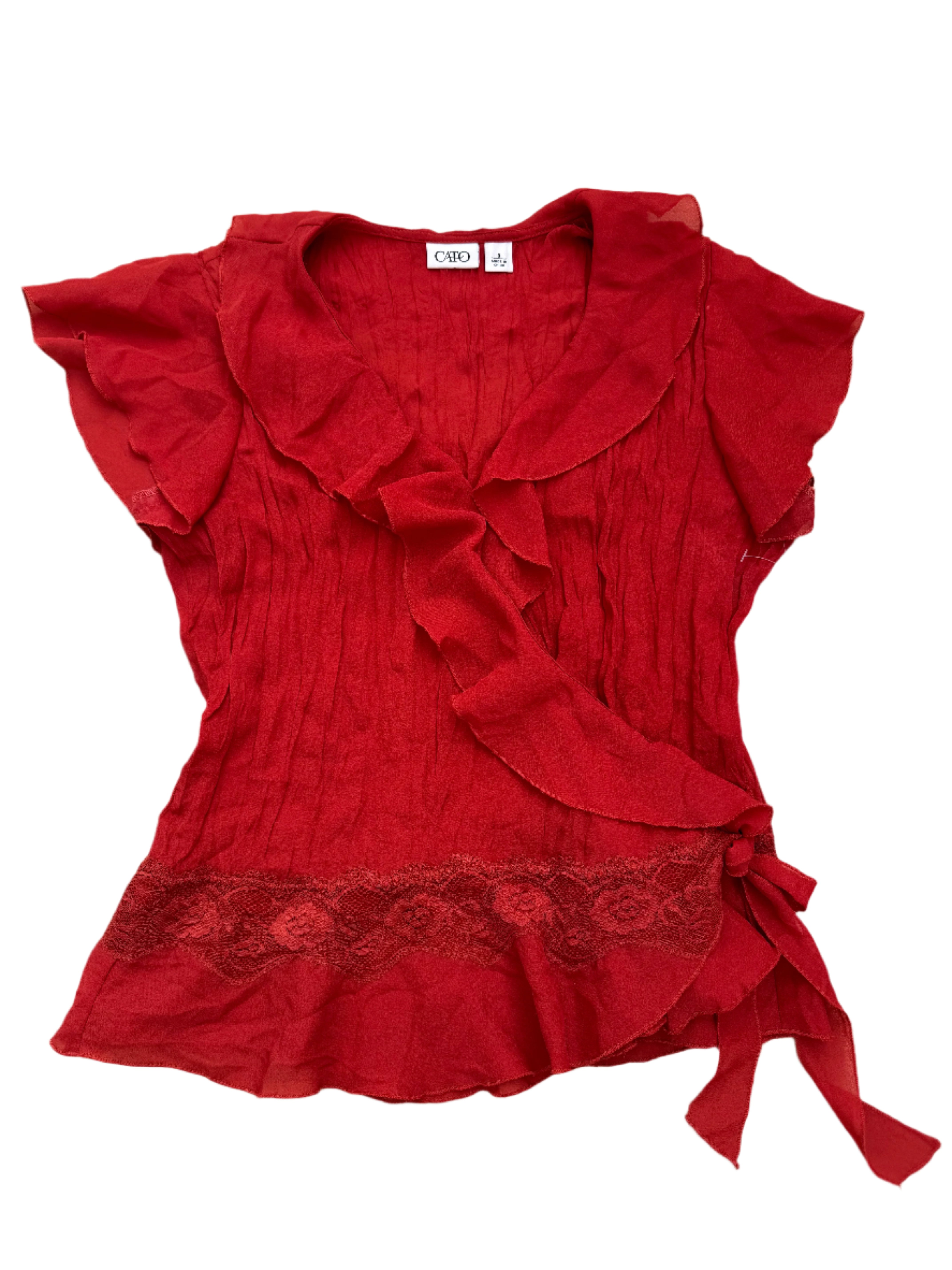 Red Cato Ruffle lace top, 8