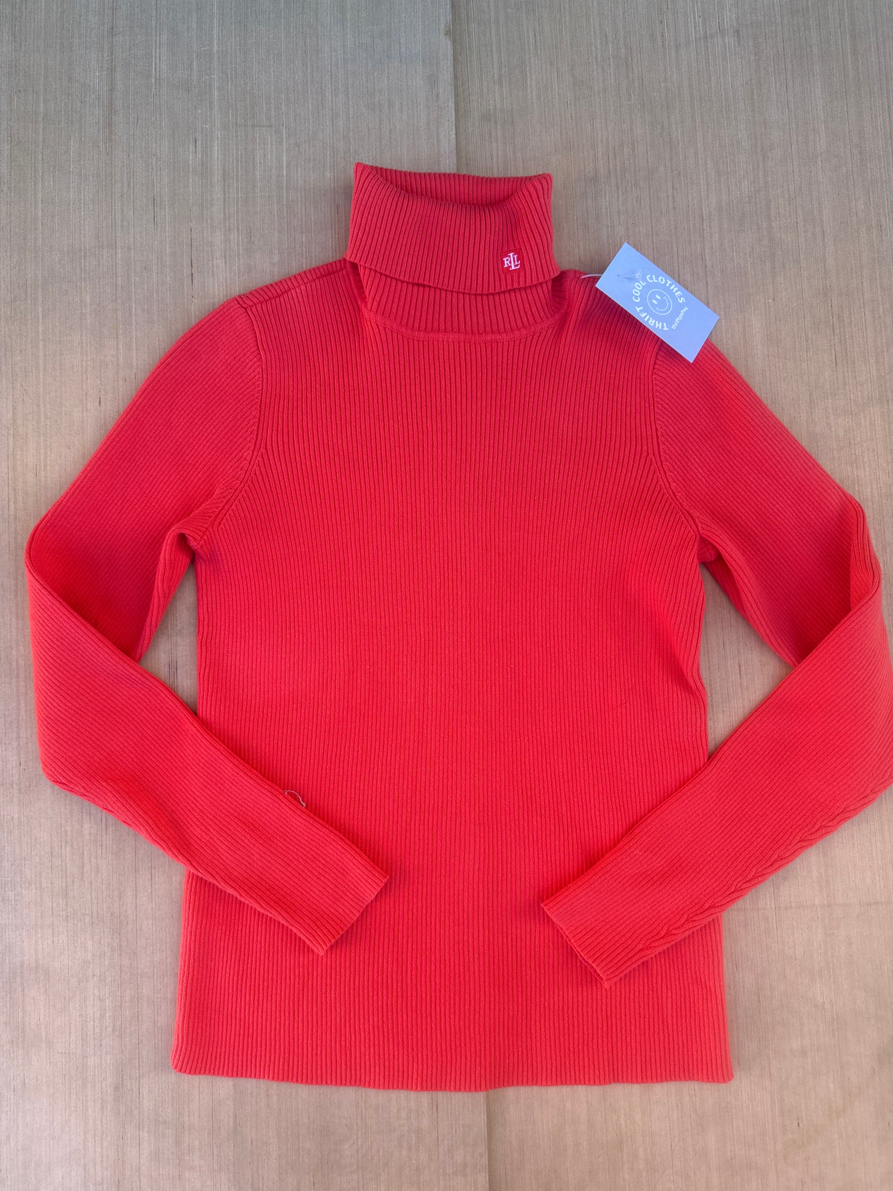 orange ralph lauren ribbed turtleneck`, s