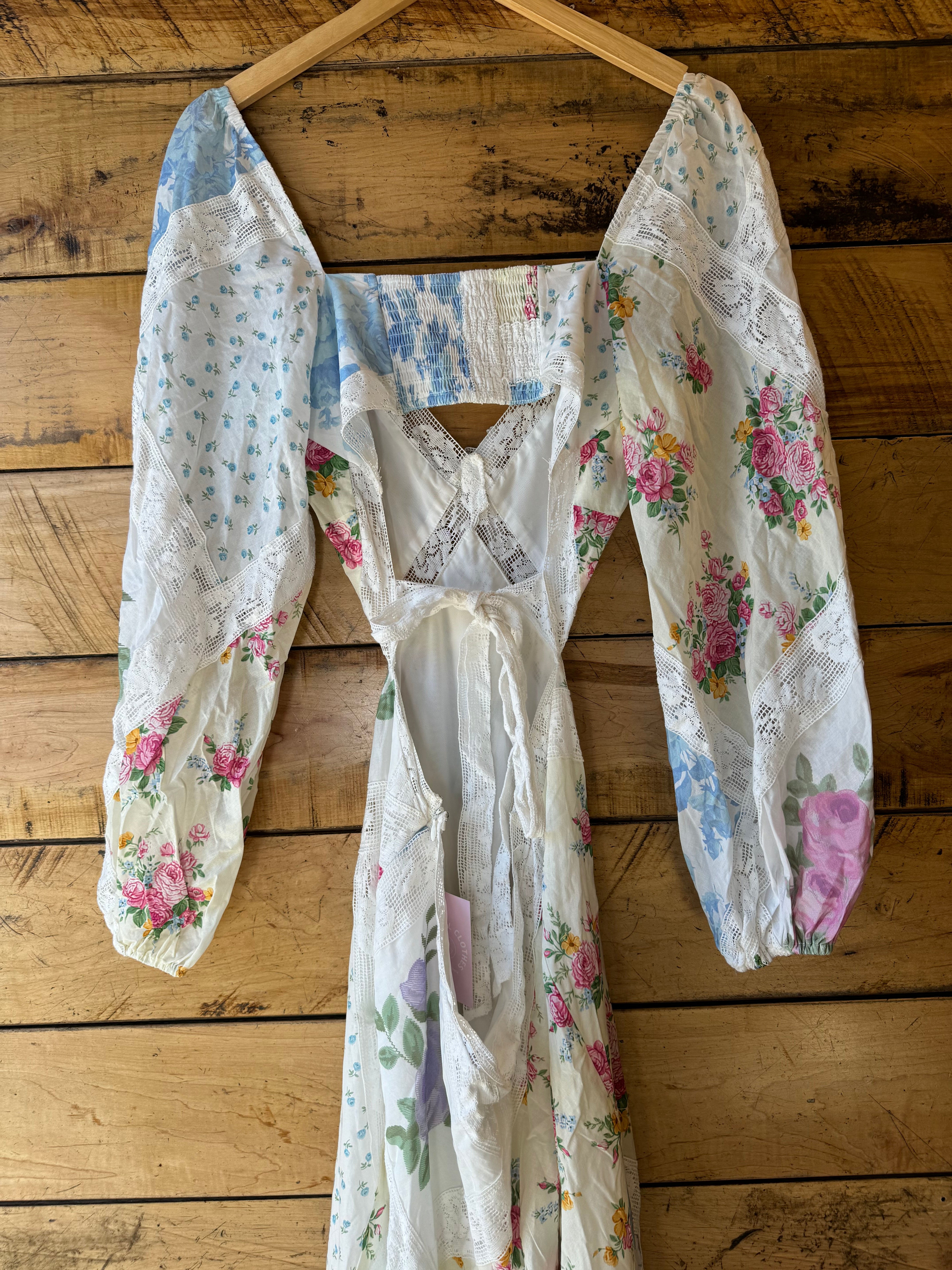 Blue pink white For Love & Lemons Floral Maxi Dress, XL