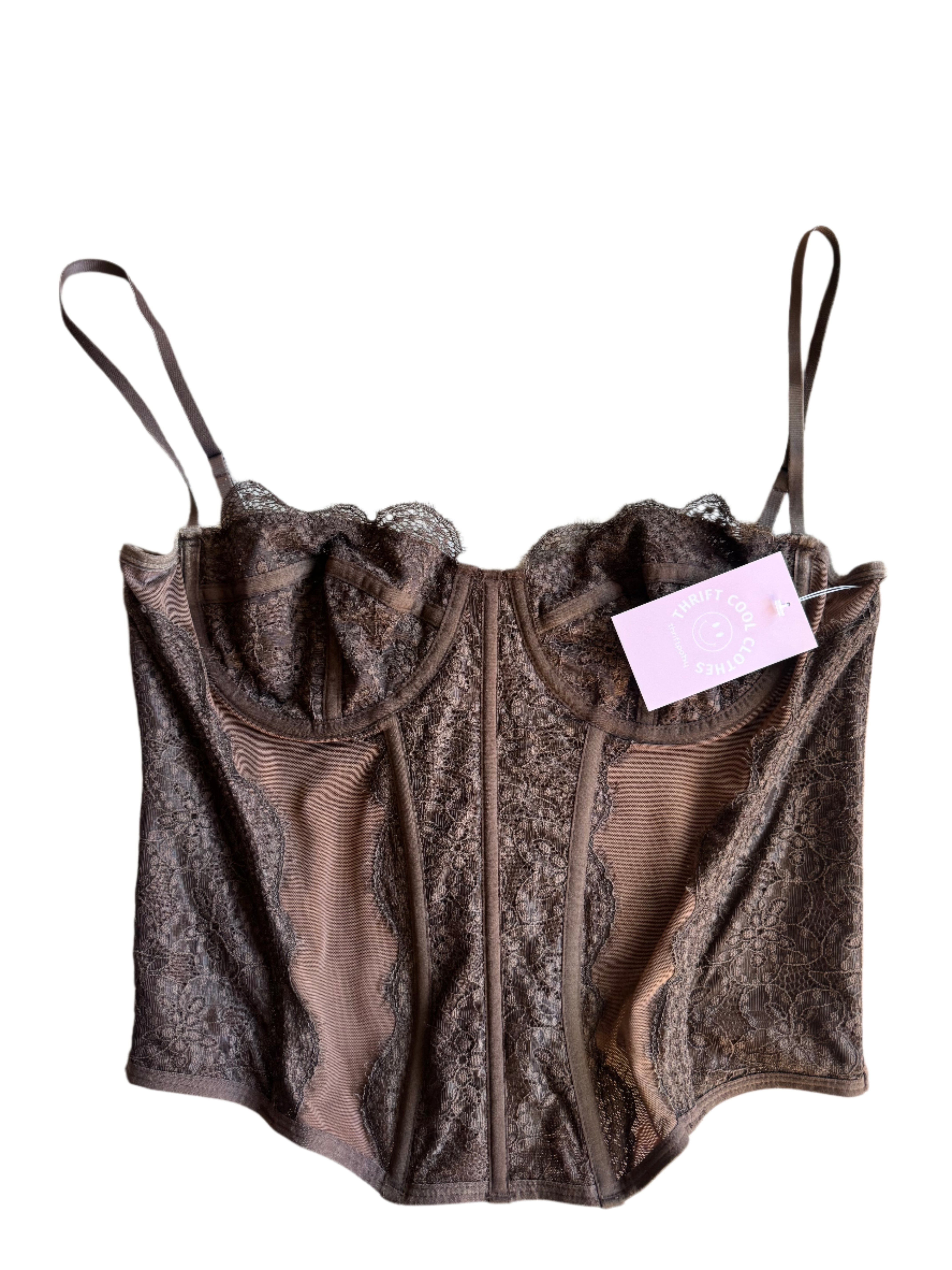 brown out from under lacey corset, XL