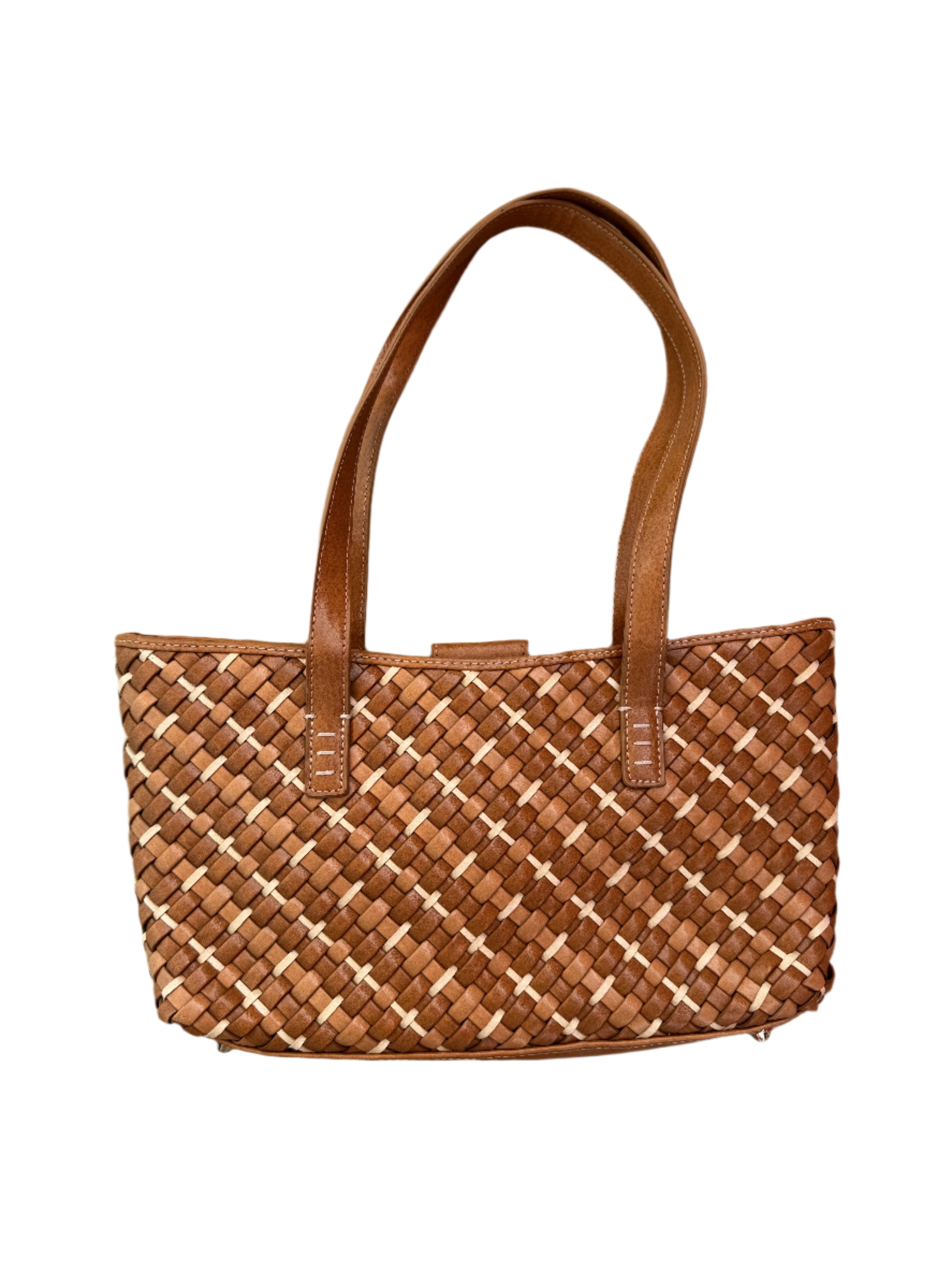 brown nine west weaved handbag