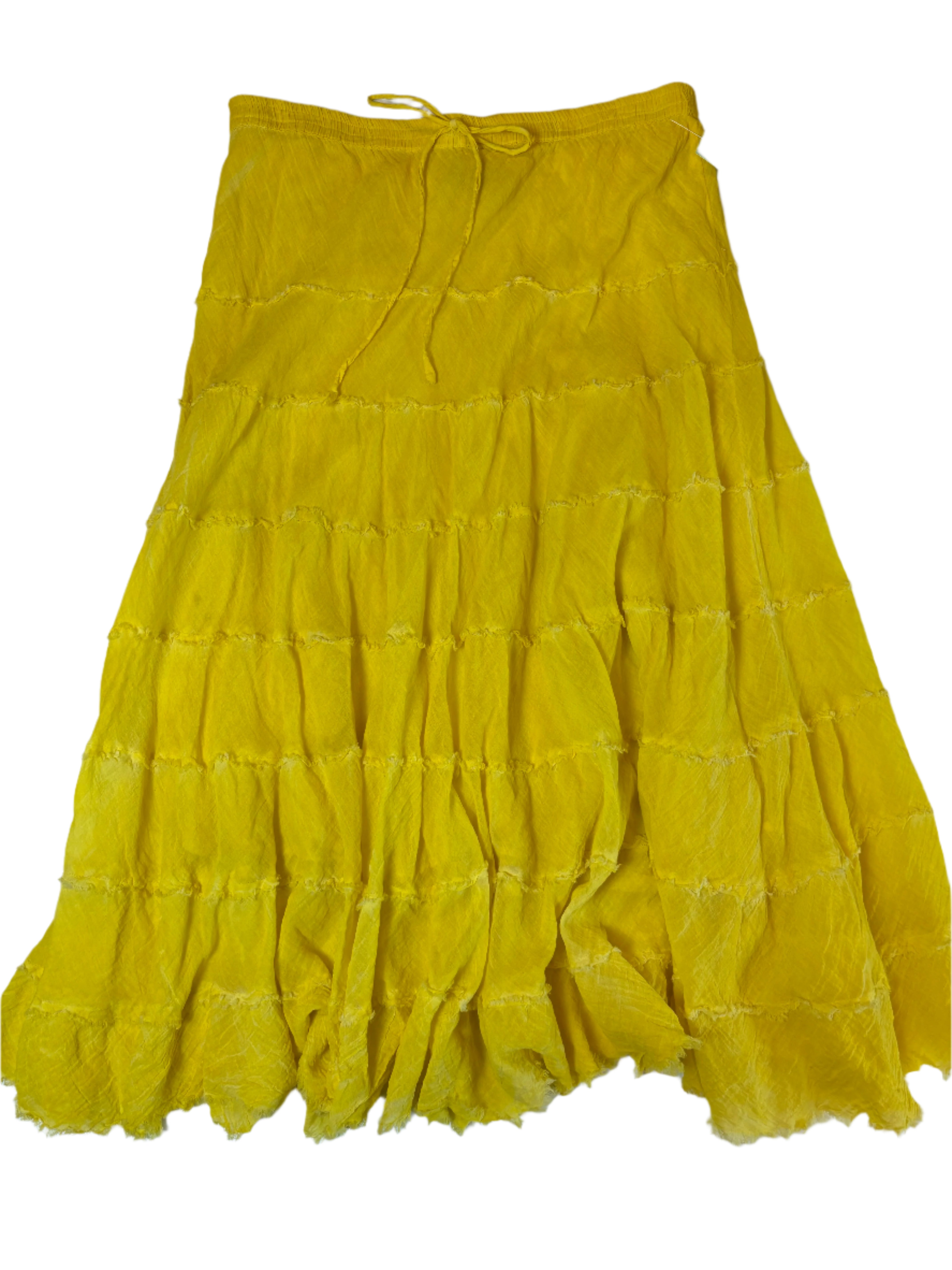 yellow Andi + James raw hem maxi skirt, L