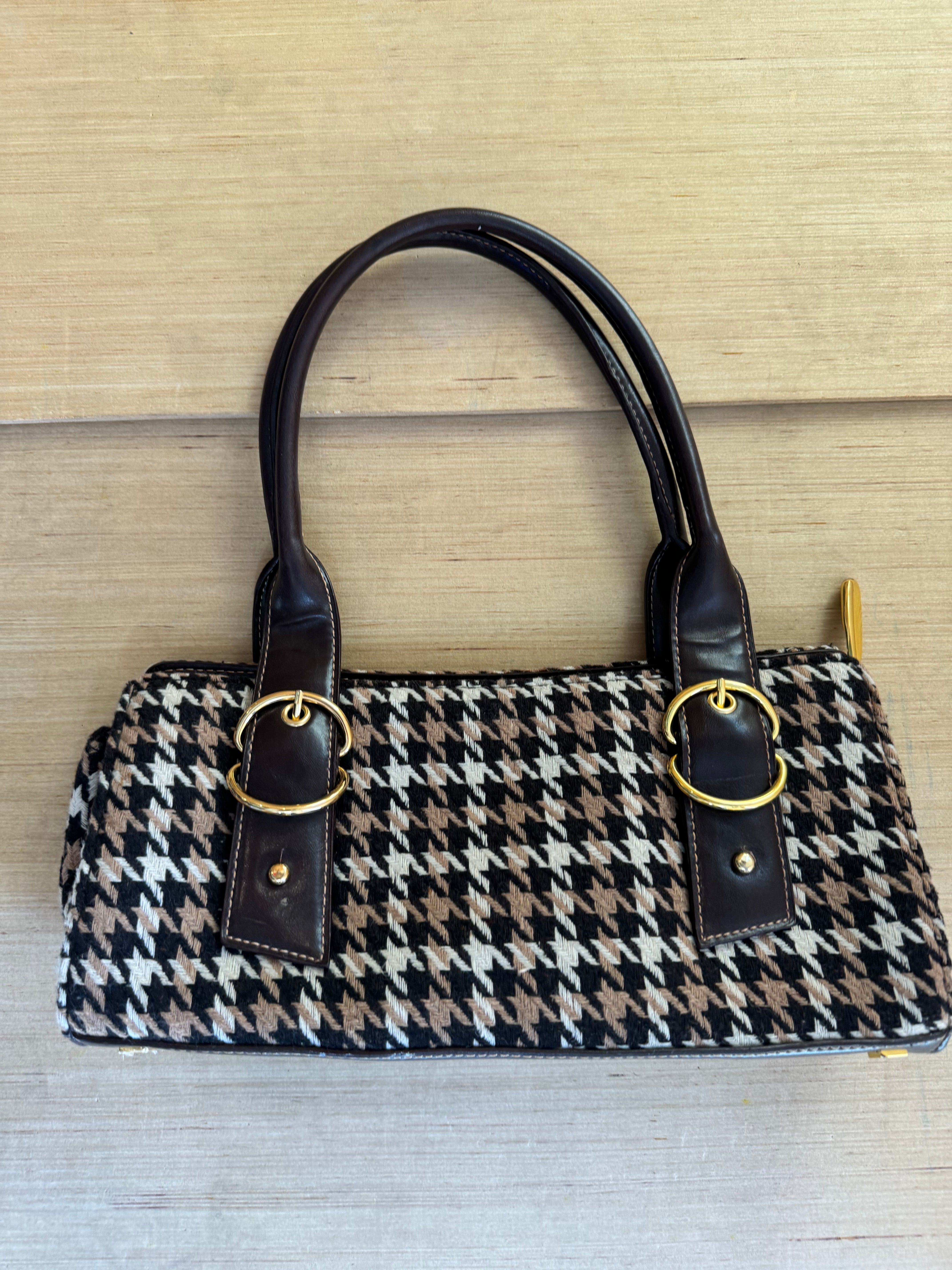 brown apt 9 houndstooth purse