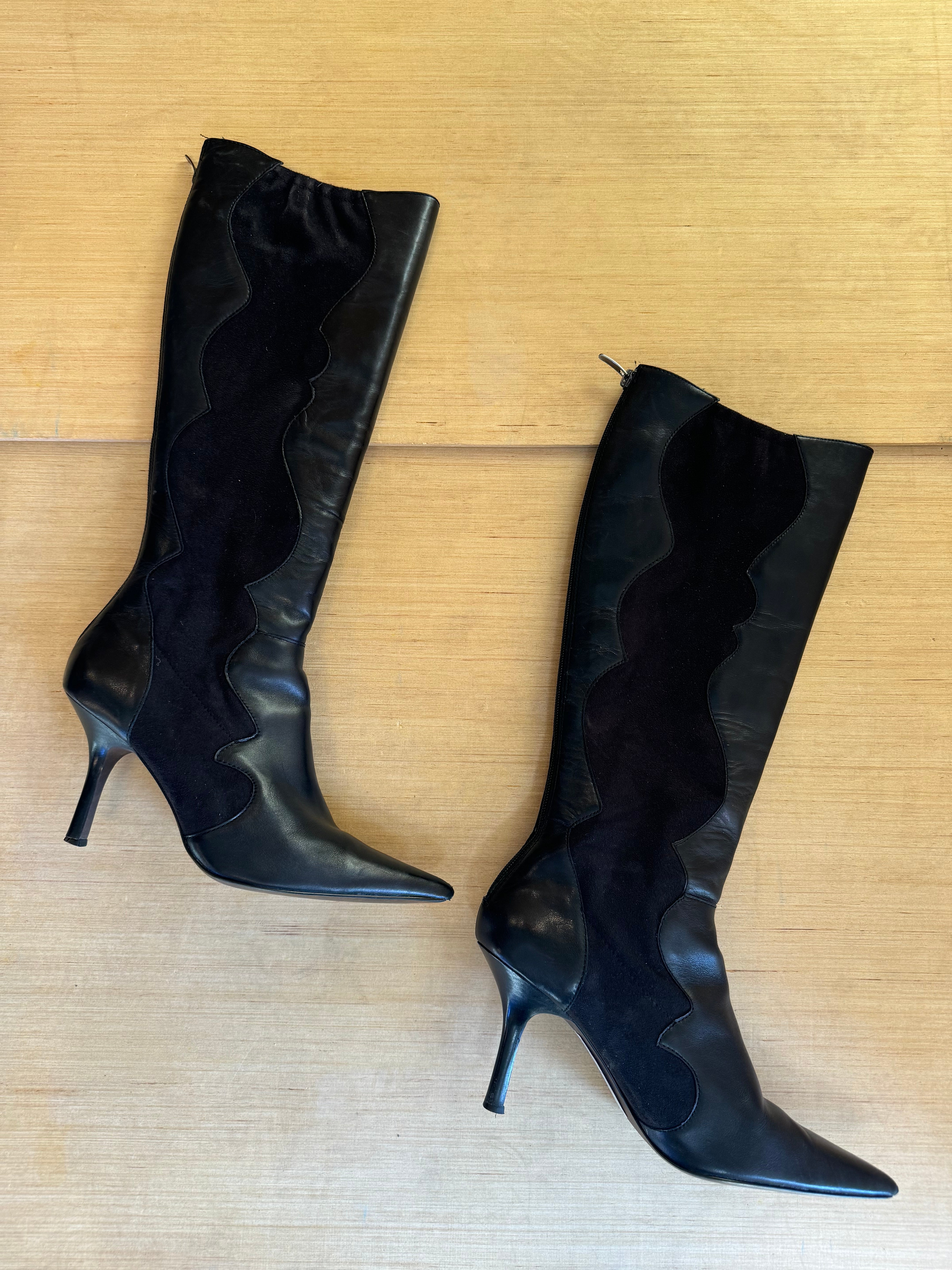 black anne klein heeled boots, 10.5