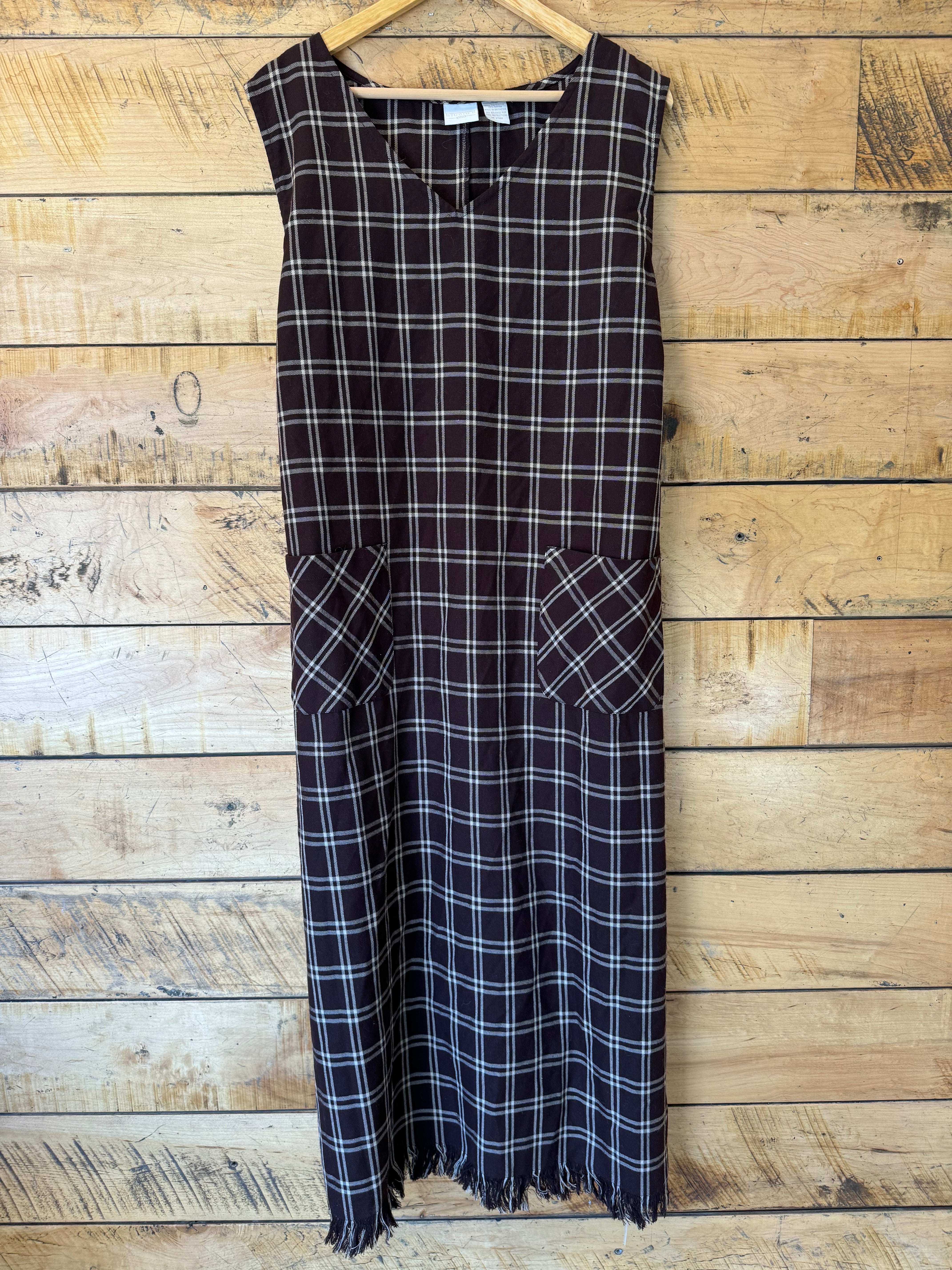 brown studio c plaid long dress, 22w (fits like 3XL)