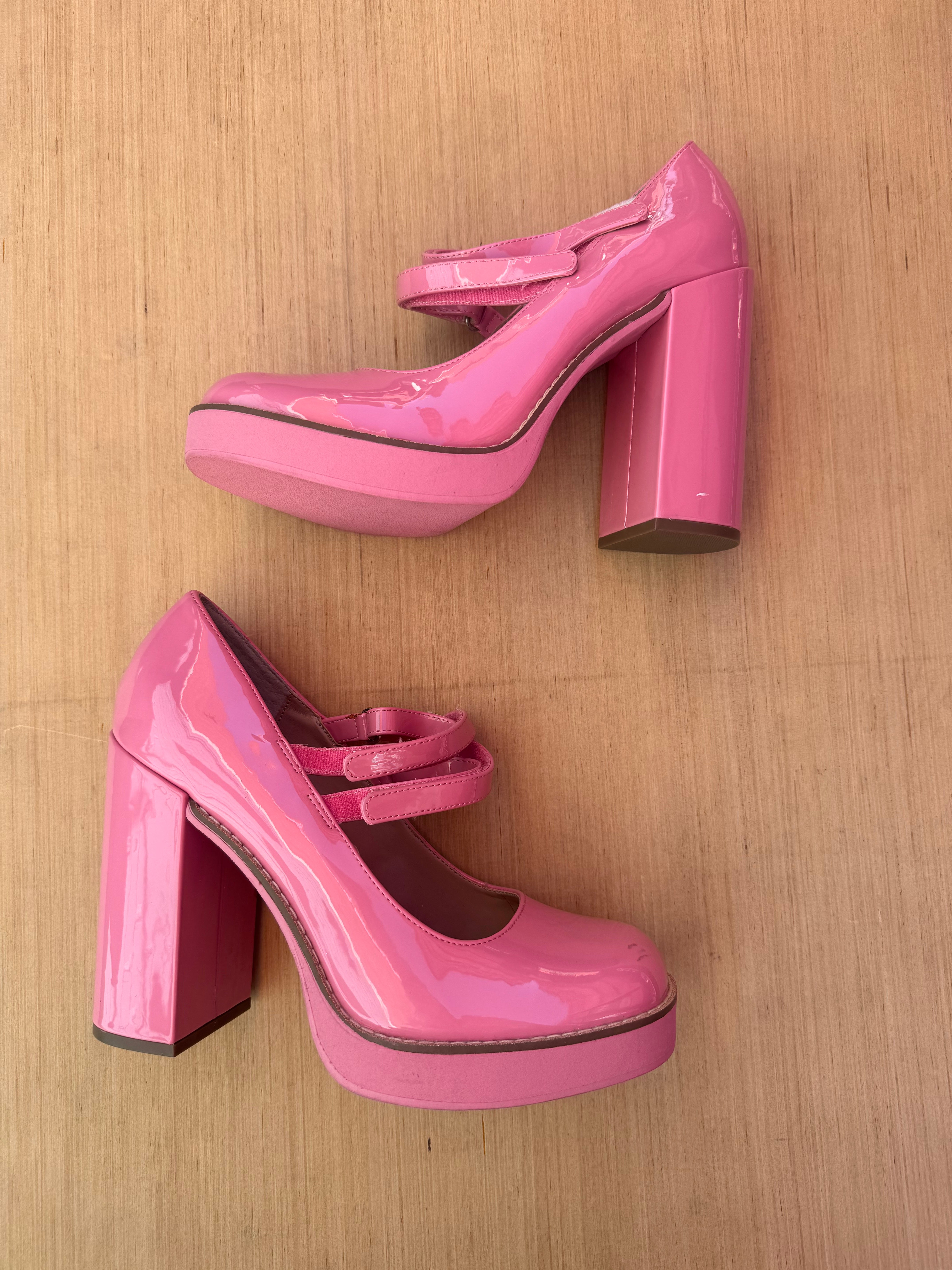 pink steve madden glossy heels, 10