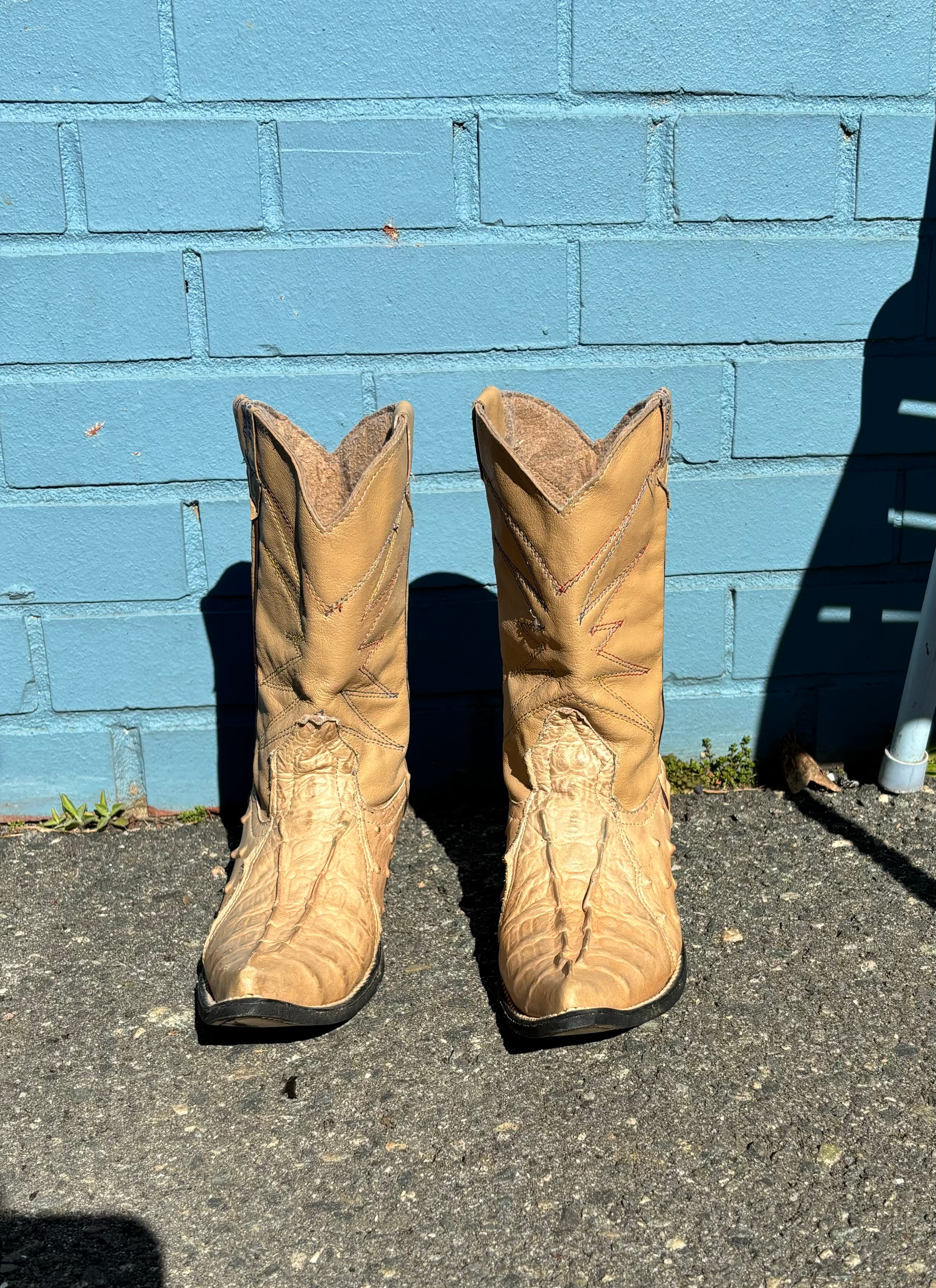 Tan Durango Ostrich short boots, 5.5 womens