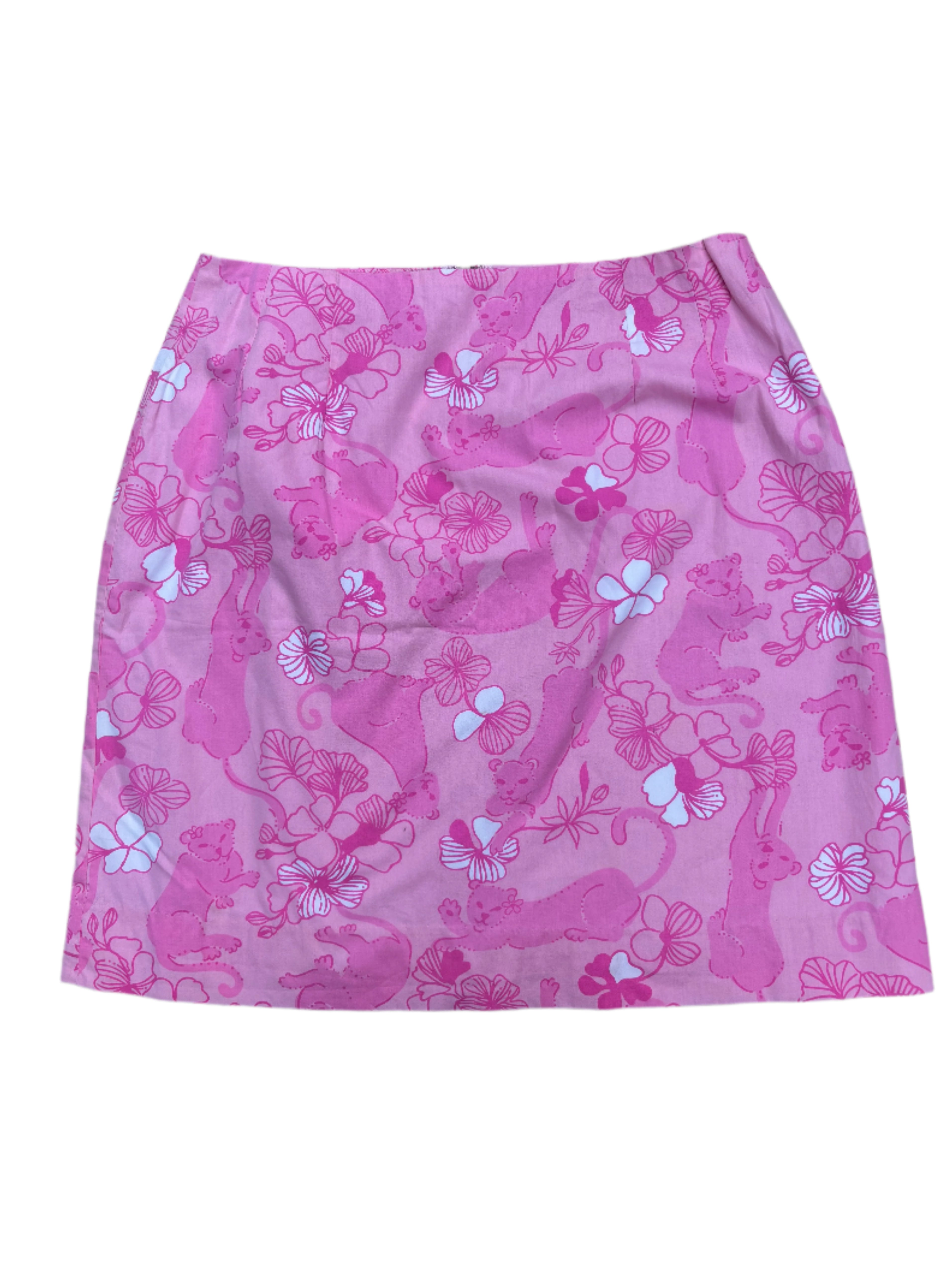 PINK LILY PULITZER PANTHER FLORAL MINI SKIRT, 4