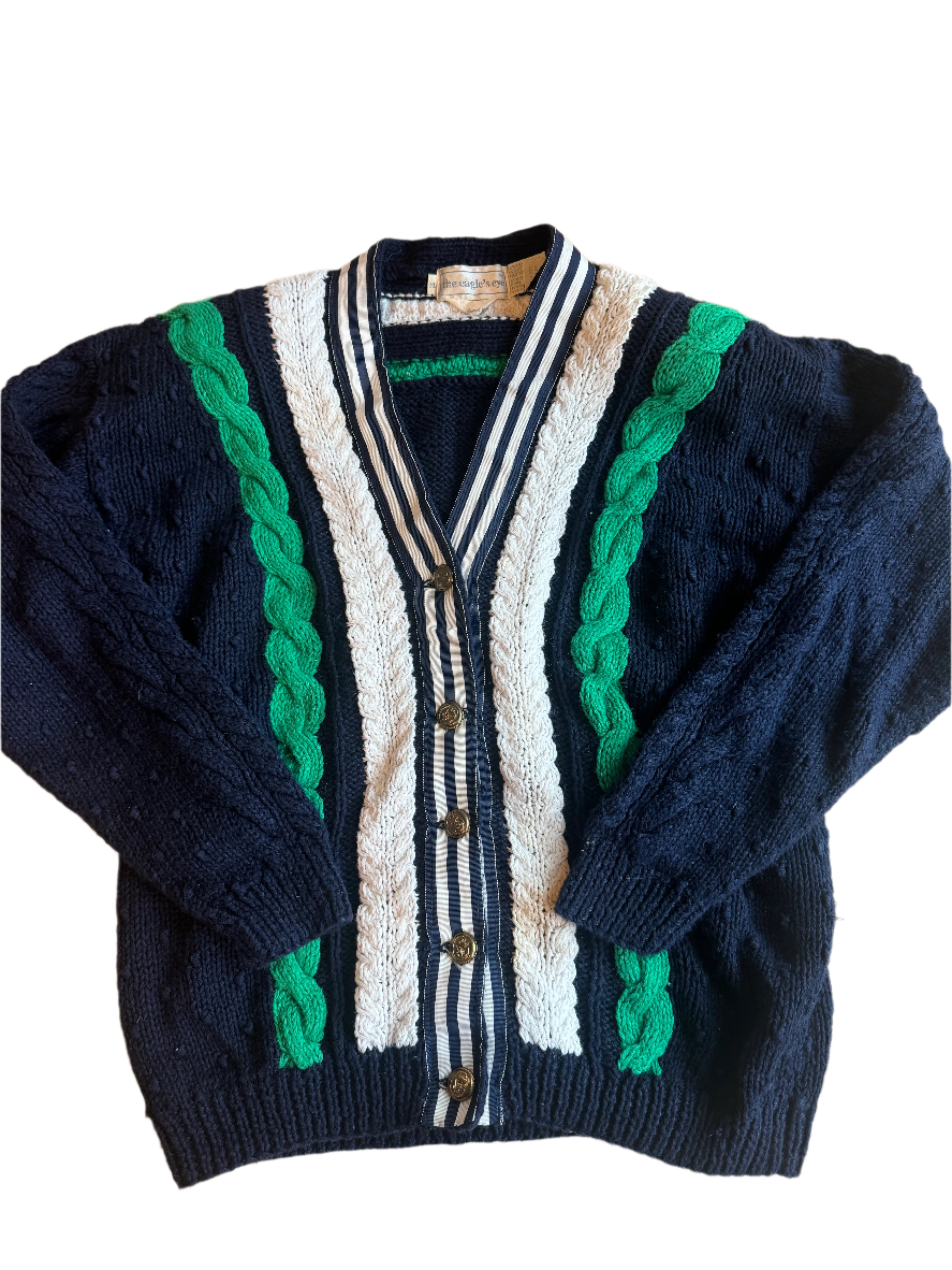 Navy green The eagles eye Vtg cardigan, M