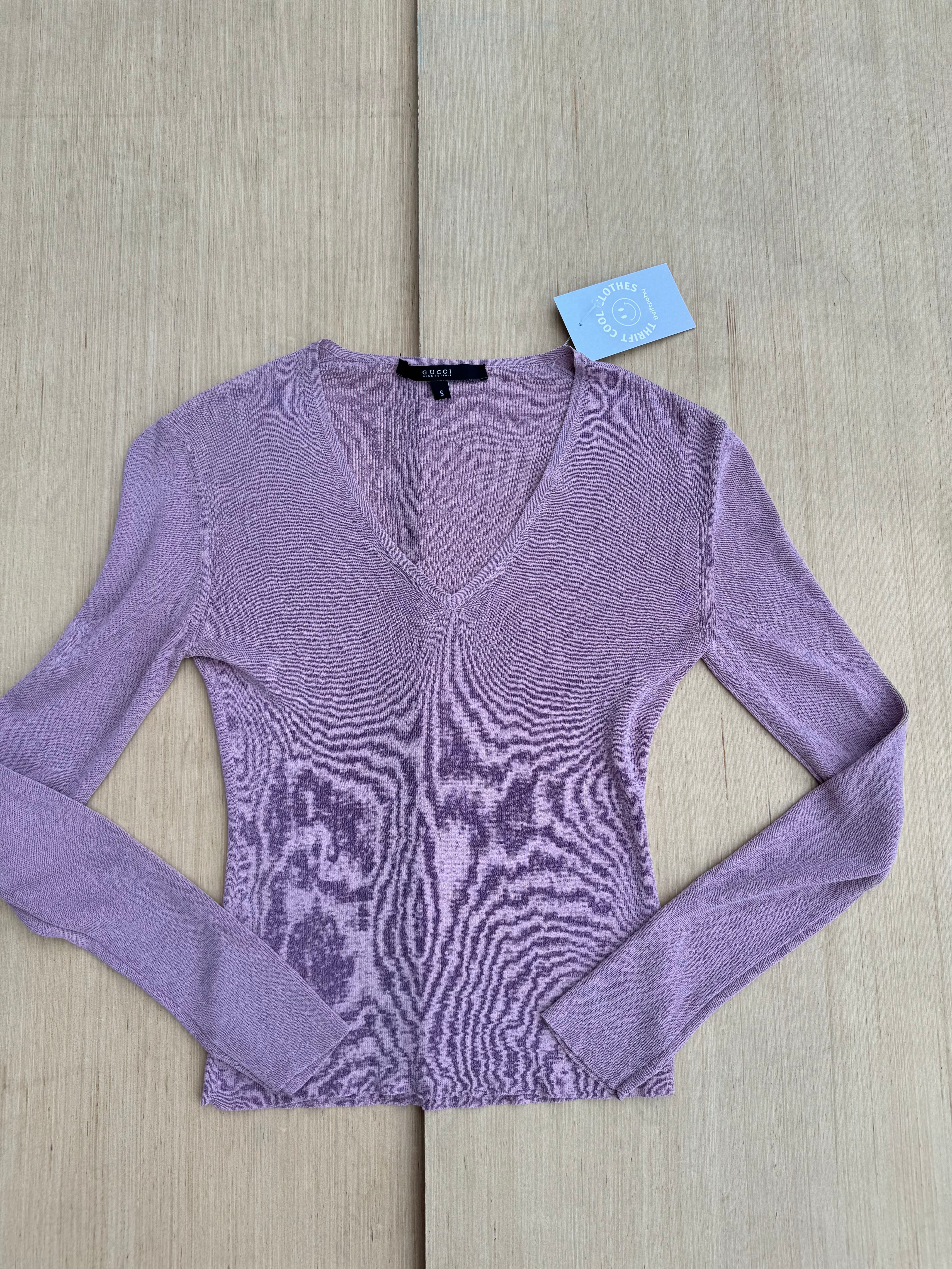 mauve gucci v neck ls, s