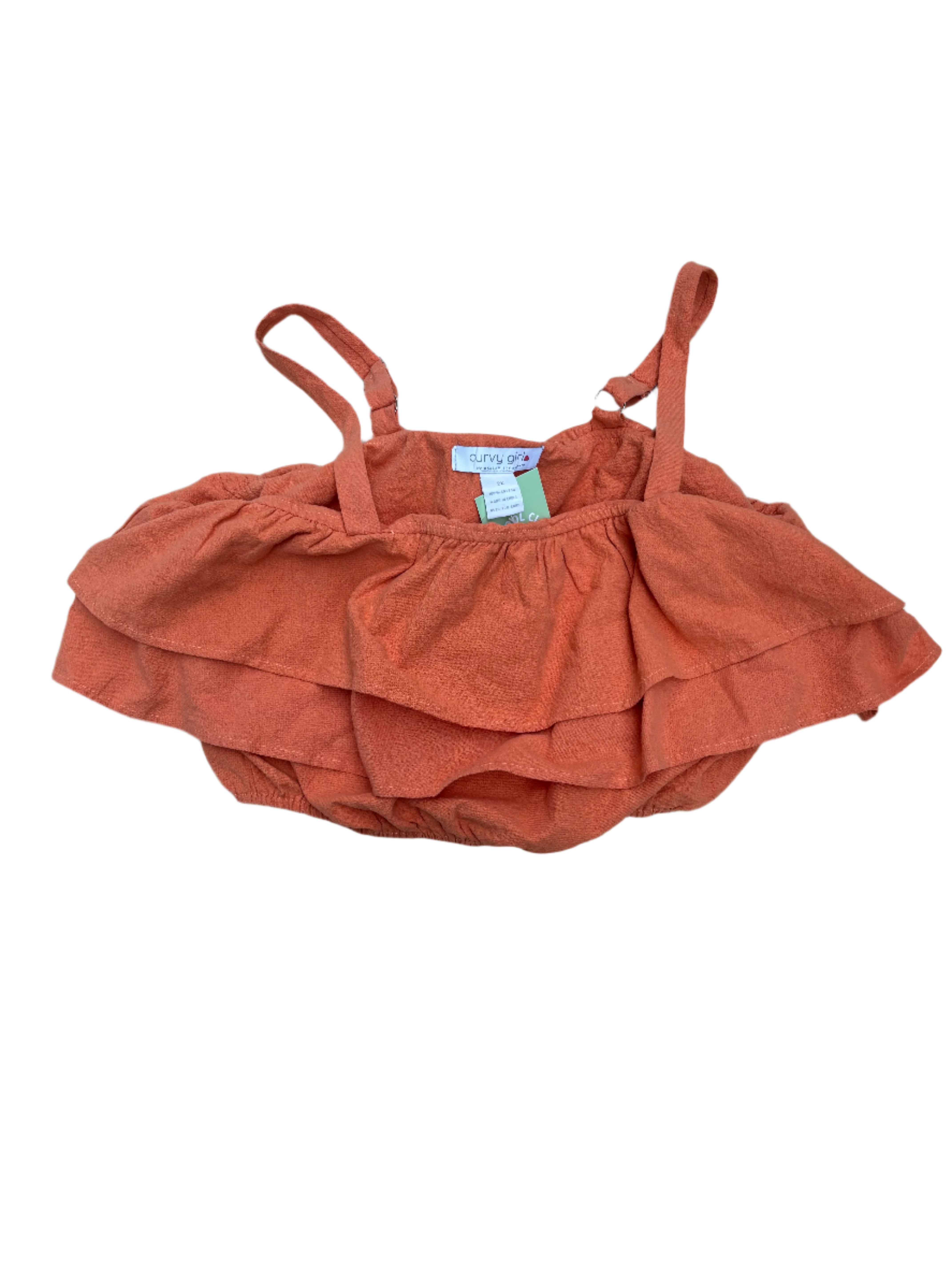 orange curvy girl tiered ruffle top, 2X