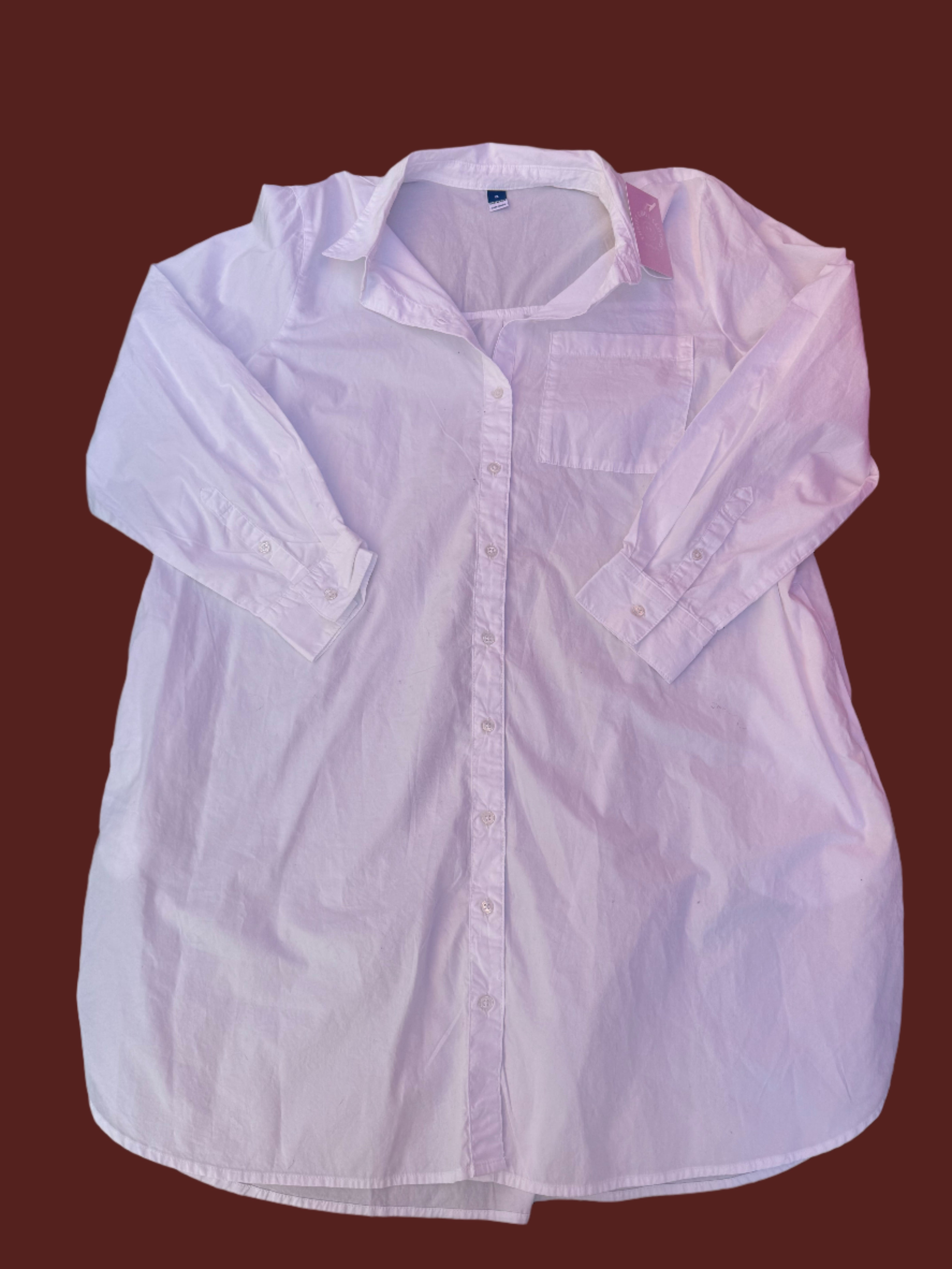 WHITE OLD NAVY OVERSIZED BUTTON DOWN, XL