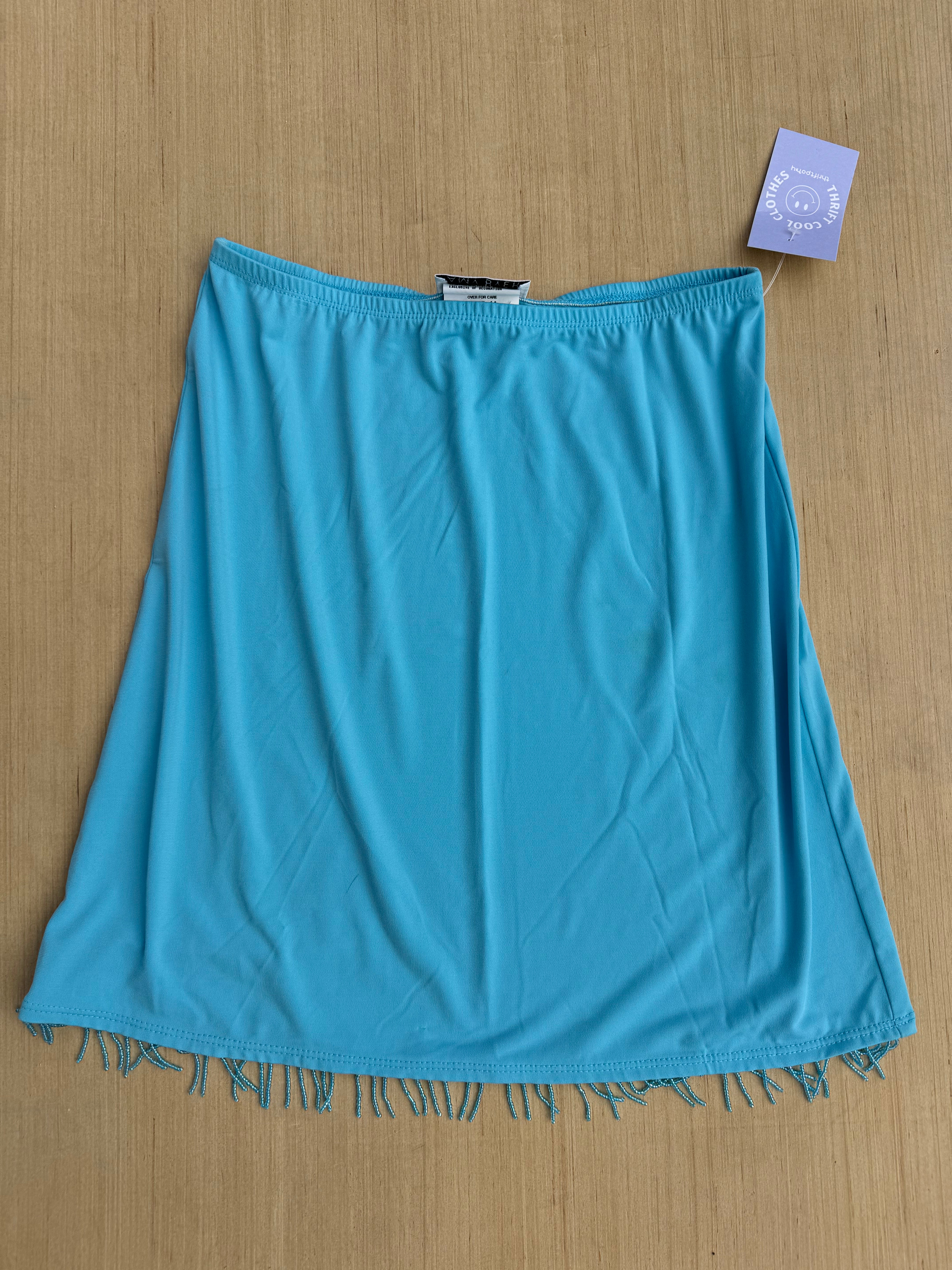 blue amy byer elastic mini skirt w beading, 14